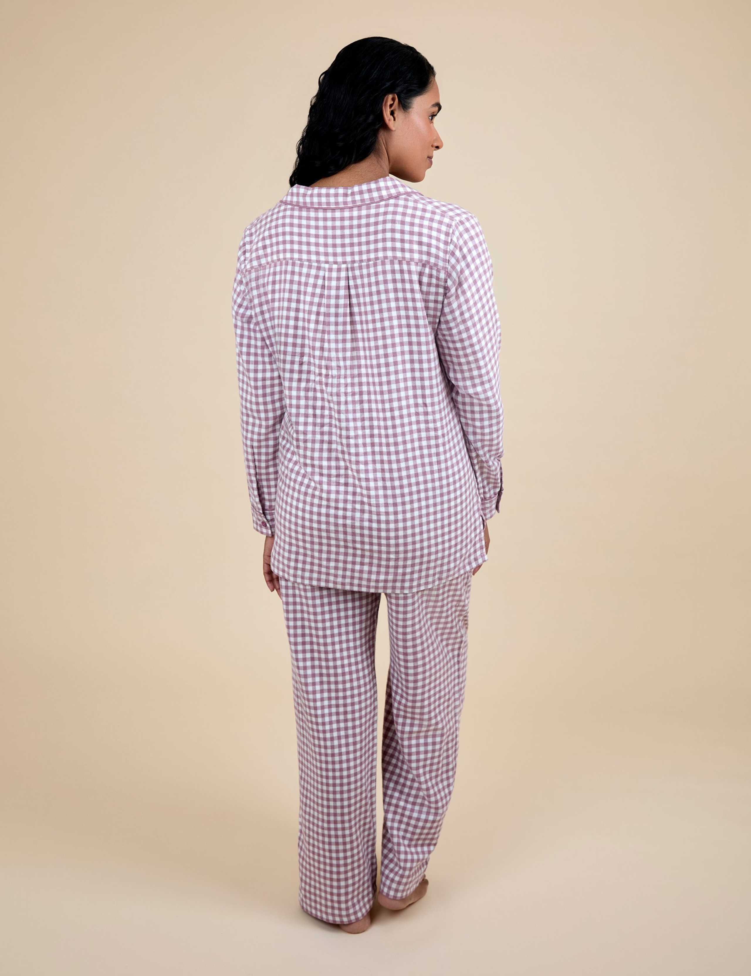 Maternity Pure Cotton Gingham Pyjama Set 4 of 5