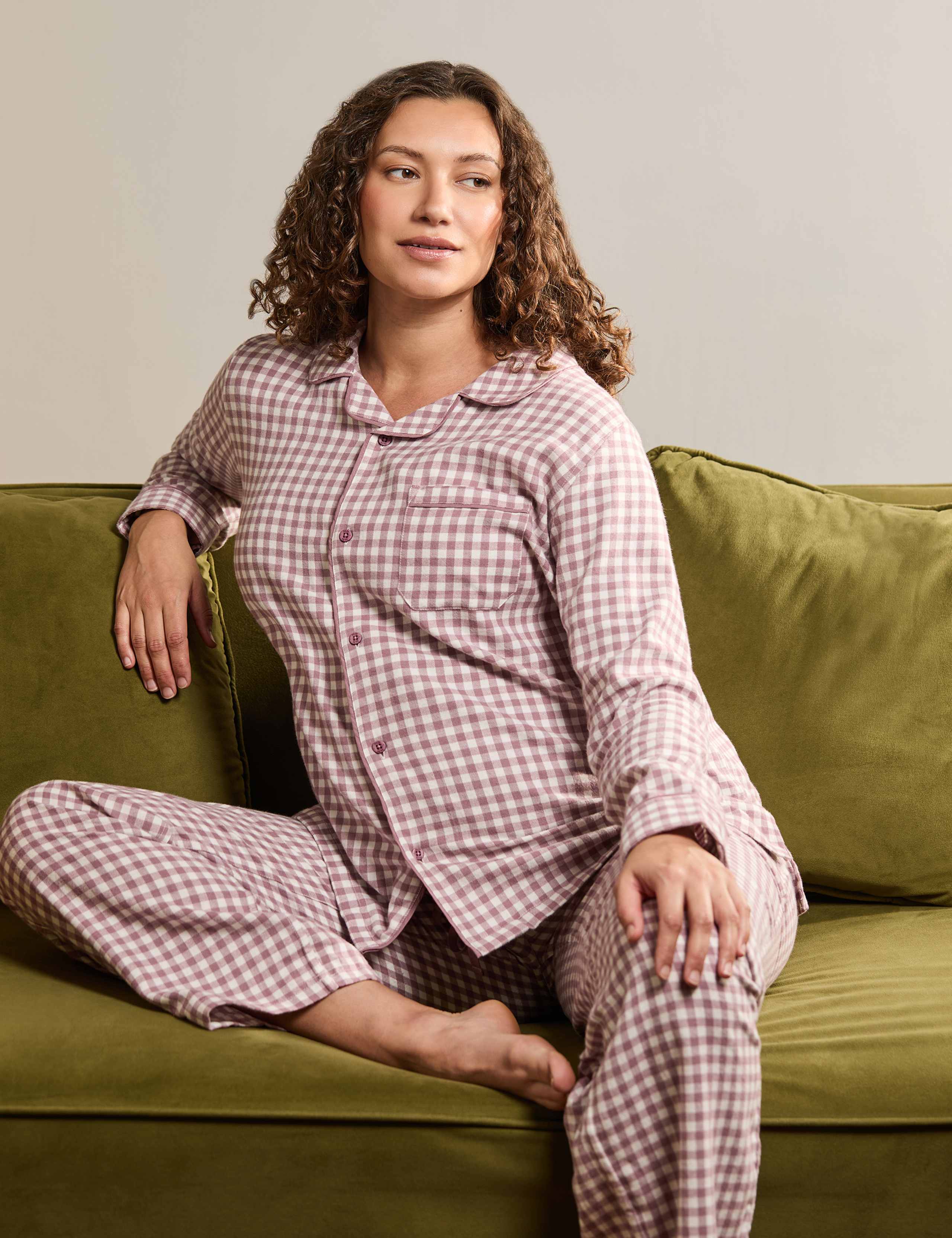 Maternity Pure Cotton Gingham Pyjama Set 6 of 8