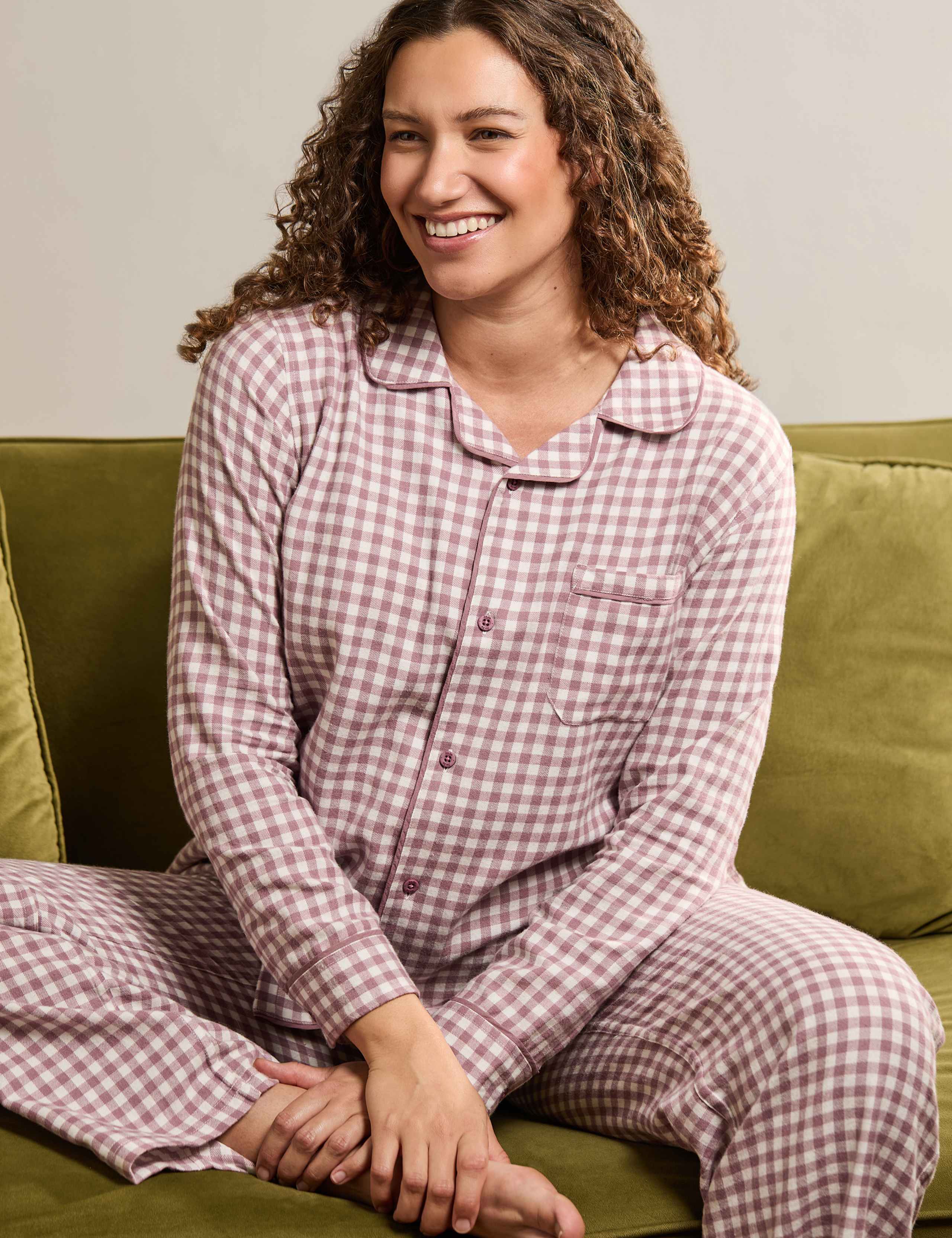 Maternity Pure Cotton Gingham Pyjama Set 7 of 8
