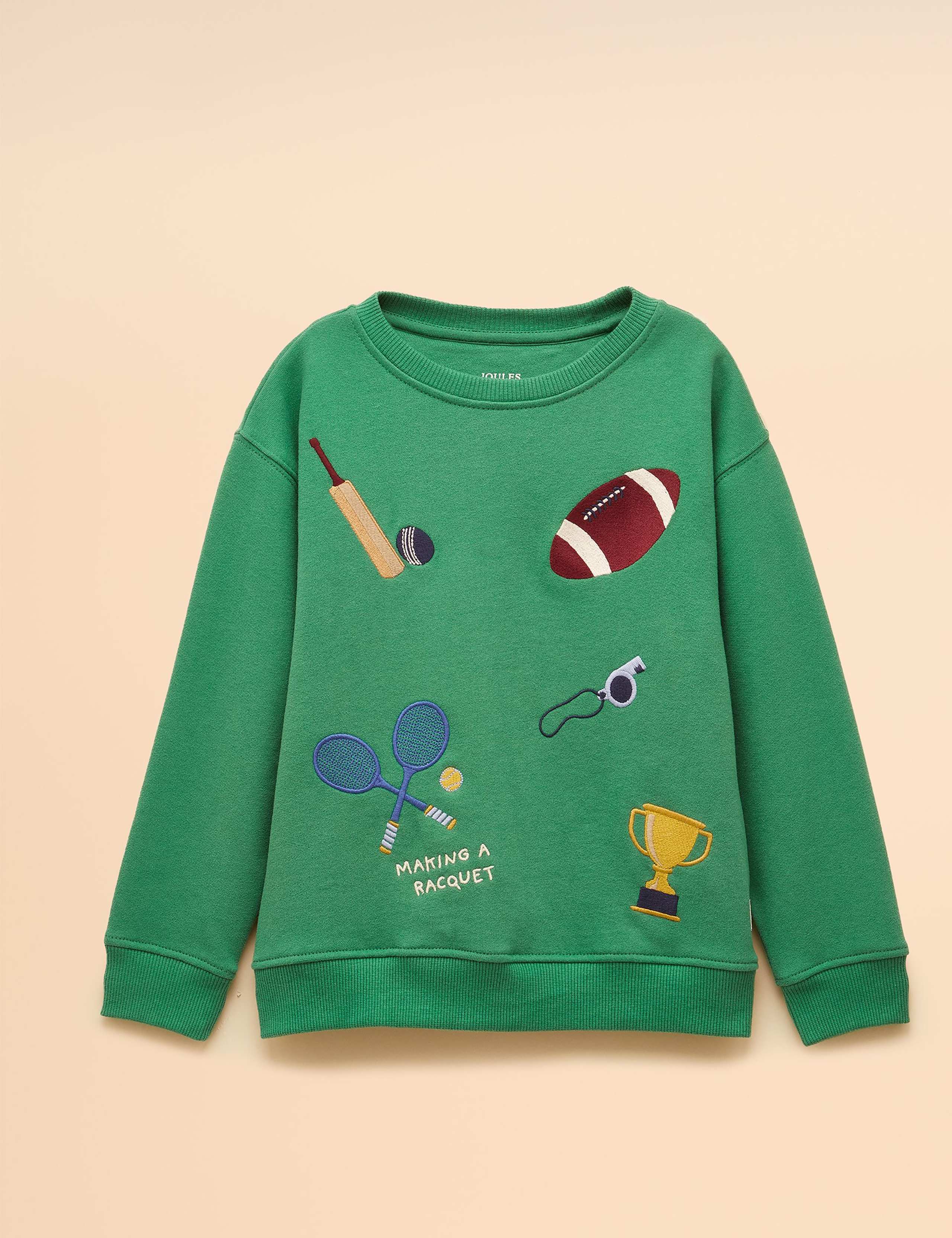 Cotton Rich Sports Embroidered Sweatshirt (1-12 Yrs) 1 of 4