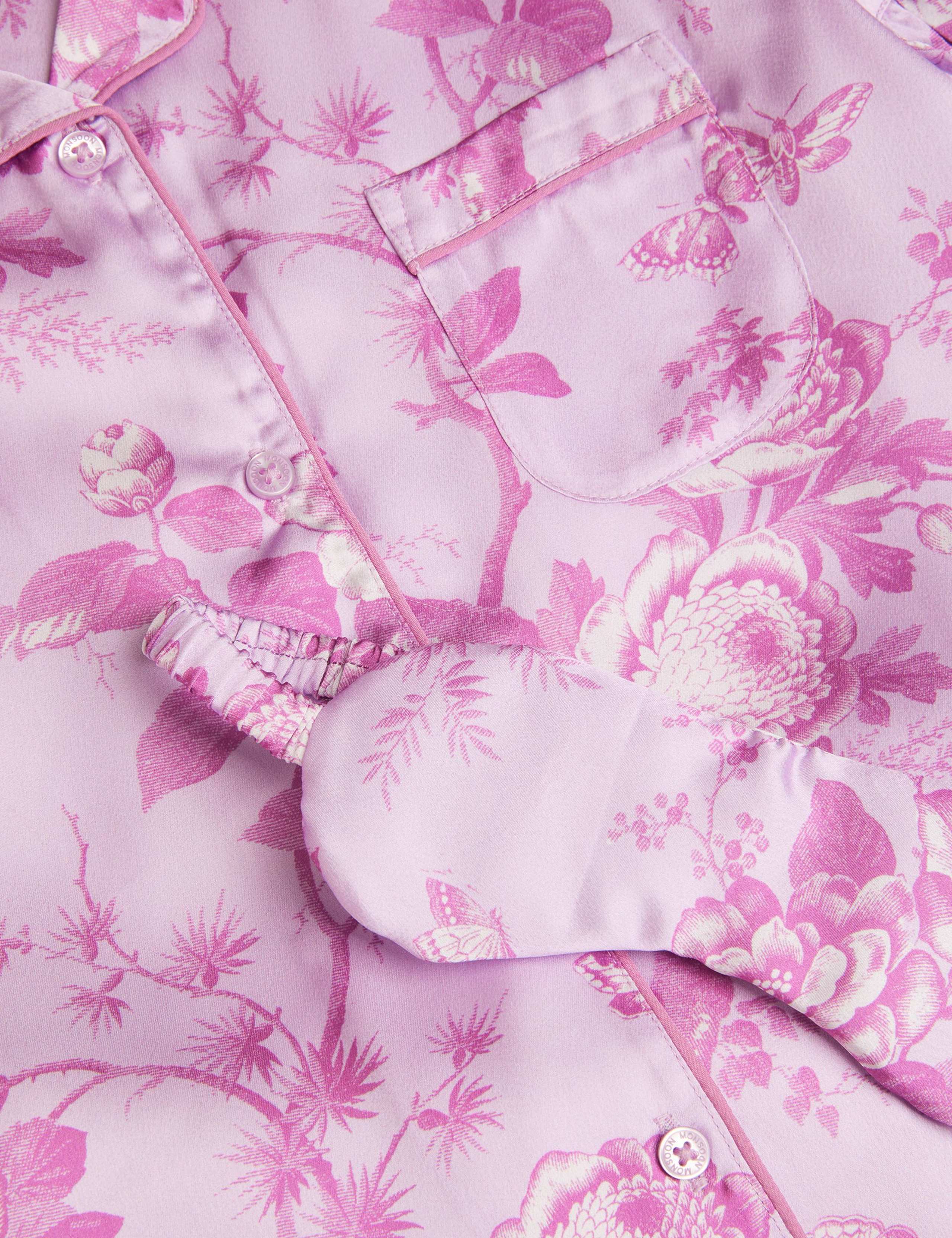 3pc Floral Pyjamas and Sleep Mask Set (5-12 Yrs) 3 of 3