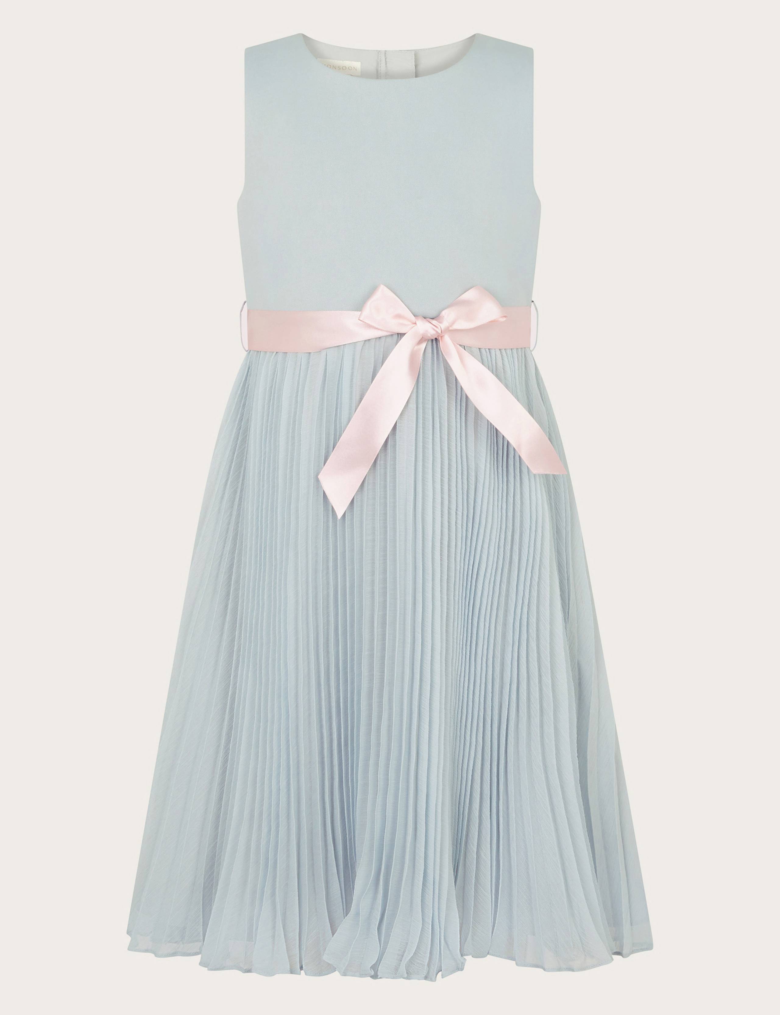 Satin Bow Pleated Dress (3-13 Yrs) 2 of 4
