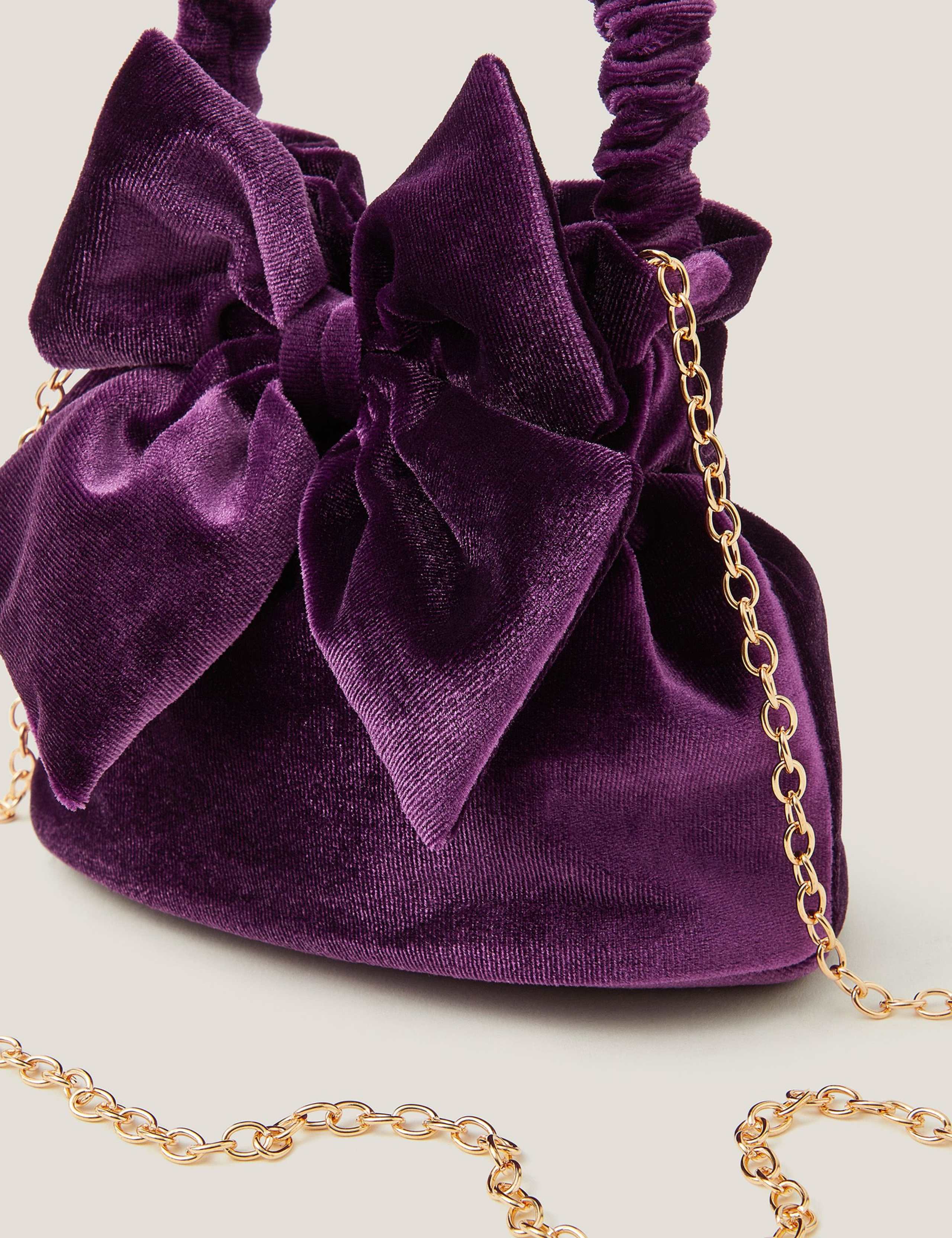 Kids' Velvet Bow Pouch Bag 2 of 4