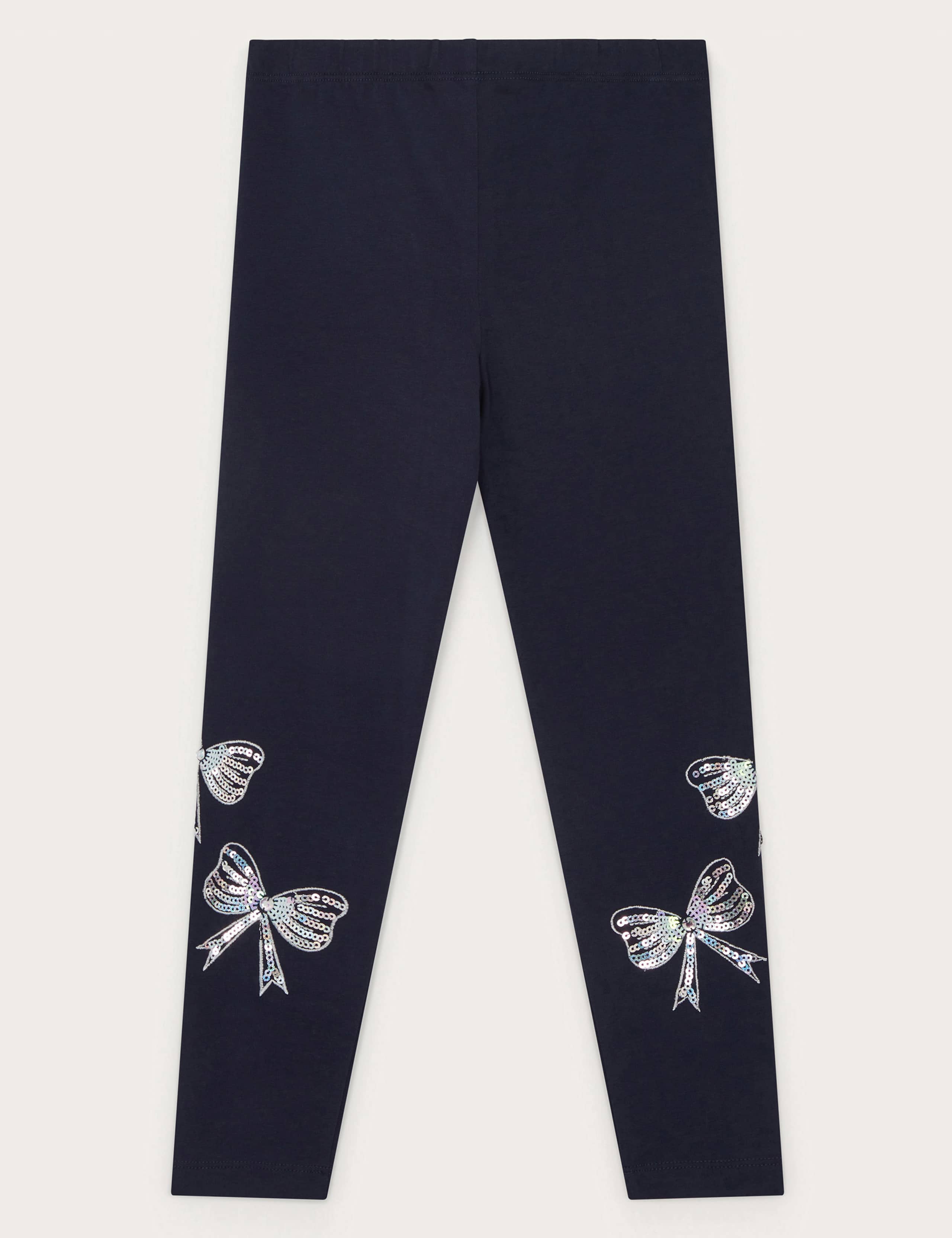 Cotton Rich Sequin Bow Leggings (3-13 Yrs) 2 of 3