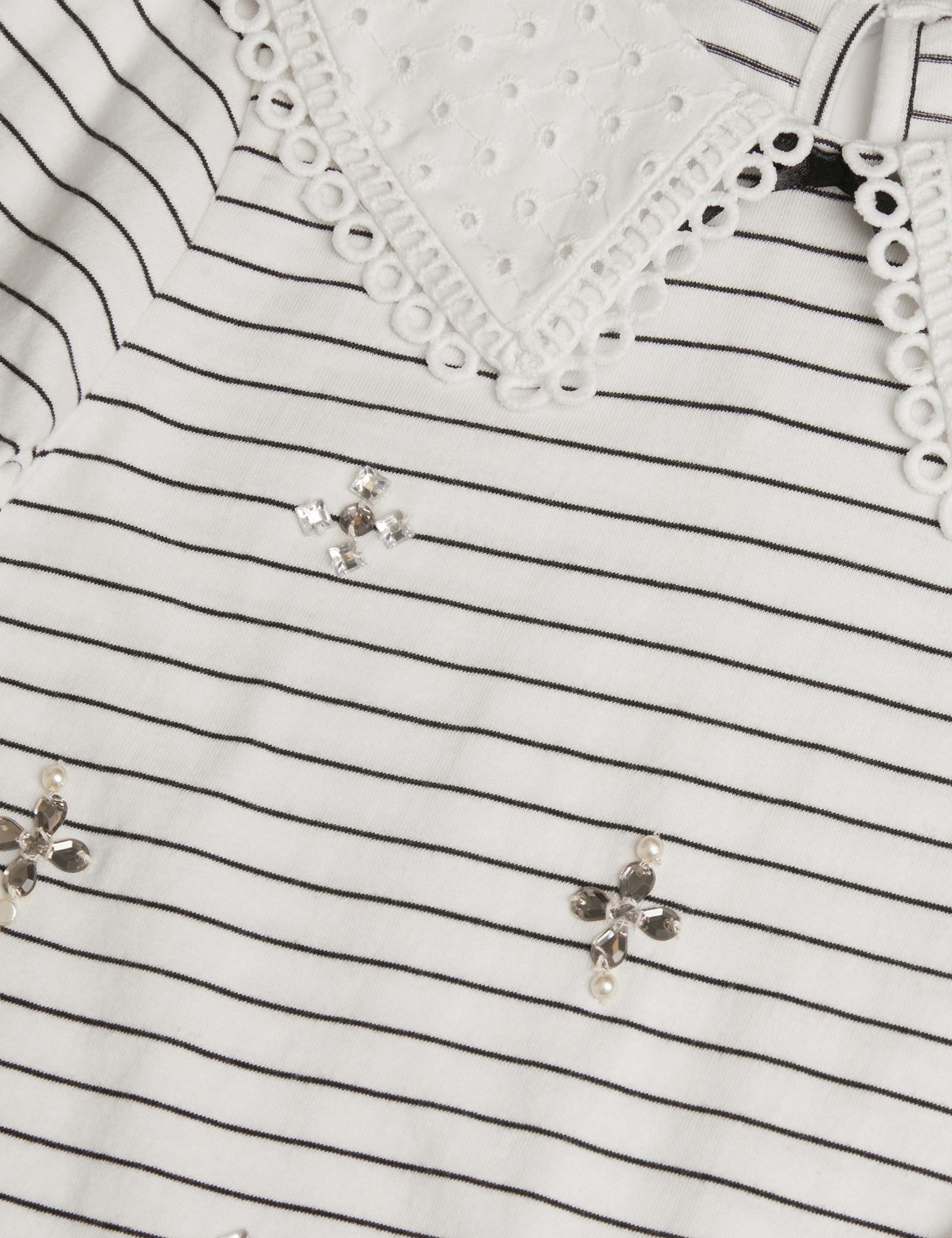 Pure Cotton Embellished Broderie Collar Top (3-13 Yrs) 4 of 4