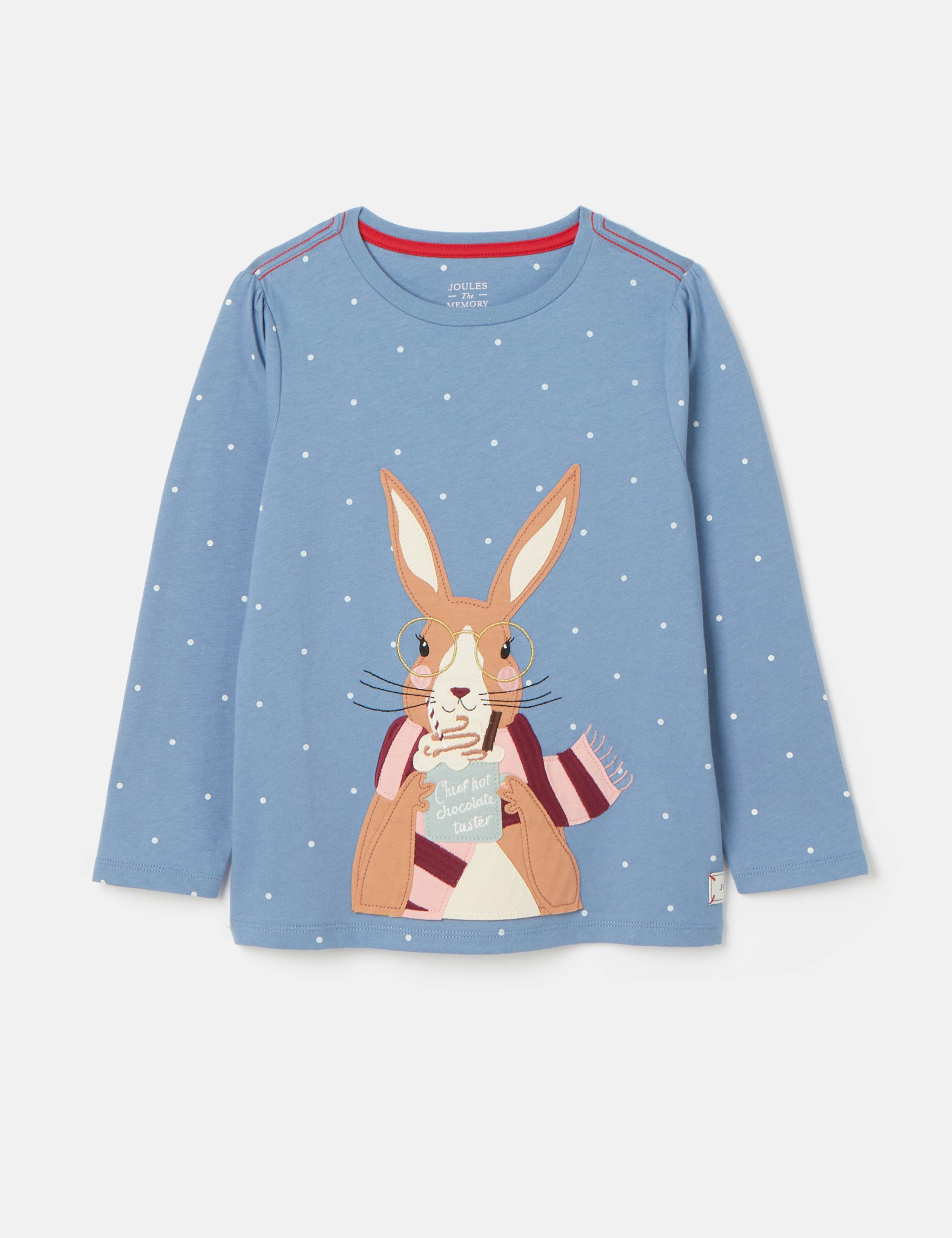 Pure Cotton Spotted Hare Applique T-Shirt (2-9 Yrs) 1 of 1