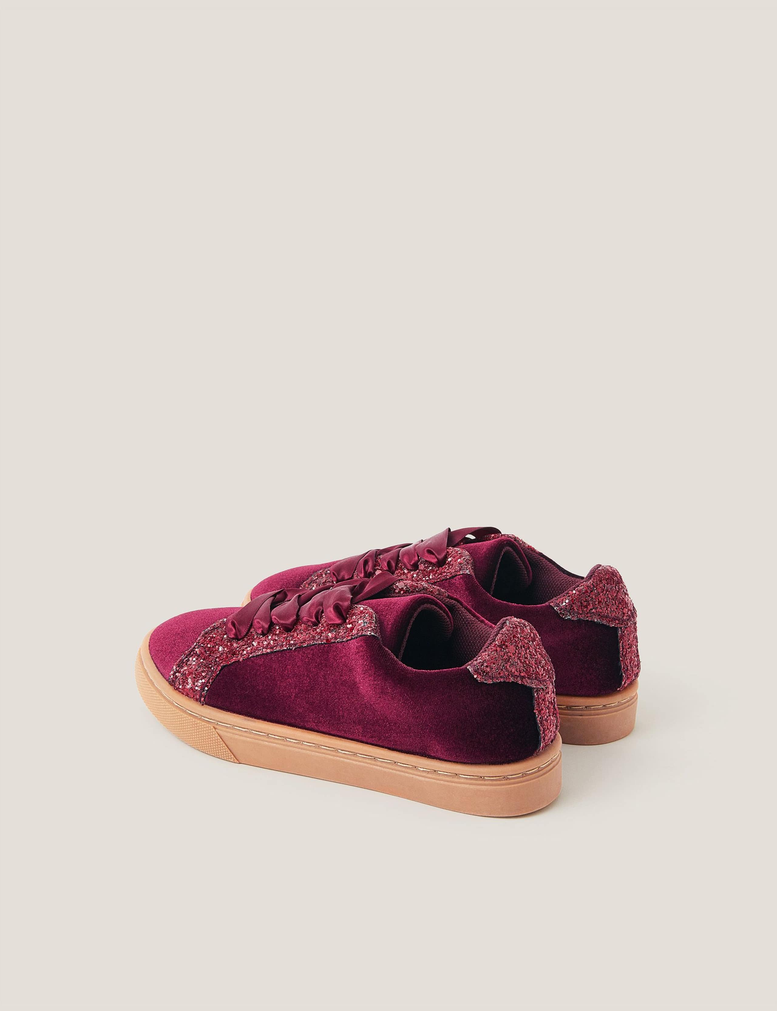 Kids' Glitter Velvet Trainers (7 Small - 3 Large) 2 of 3