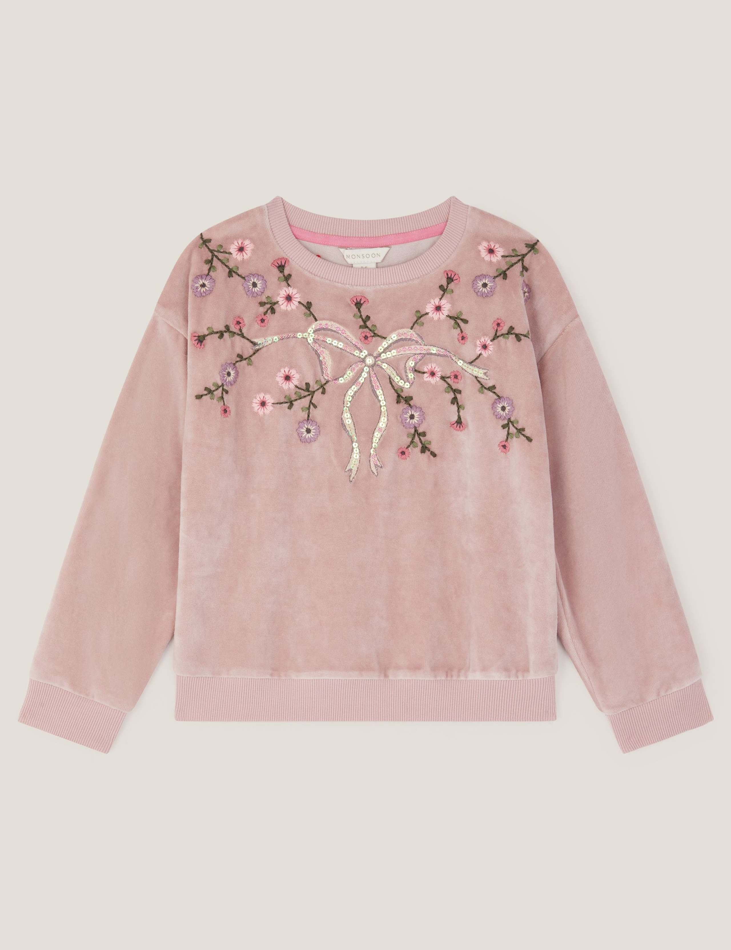 Cotton Rich Sequin Bow Sweatshirt (2-15 Yrs) 2 of 4