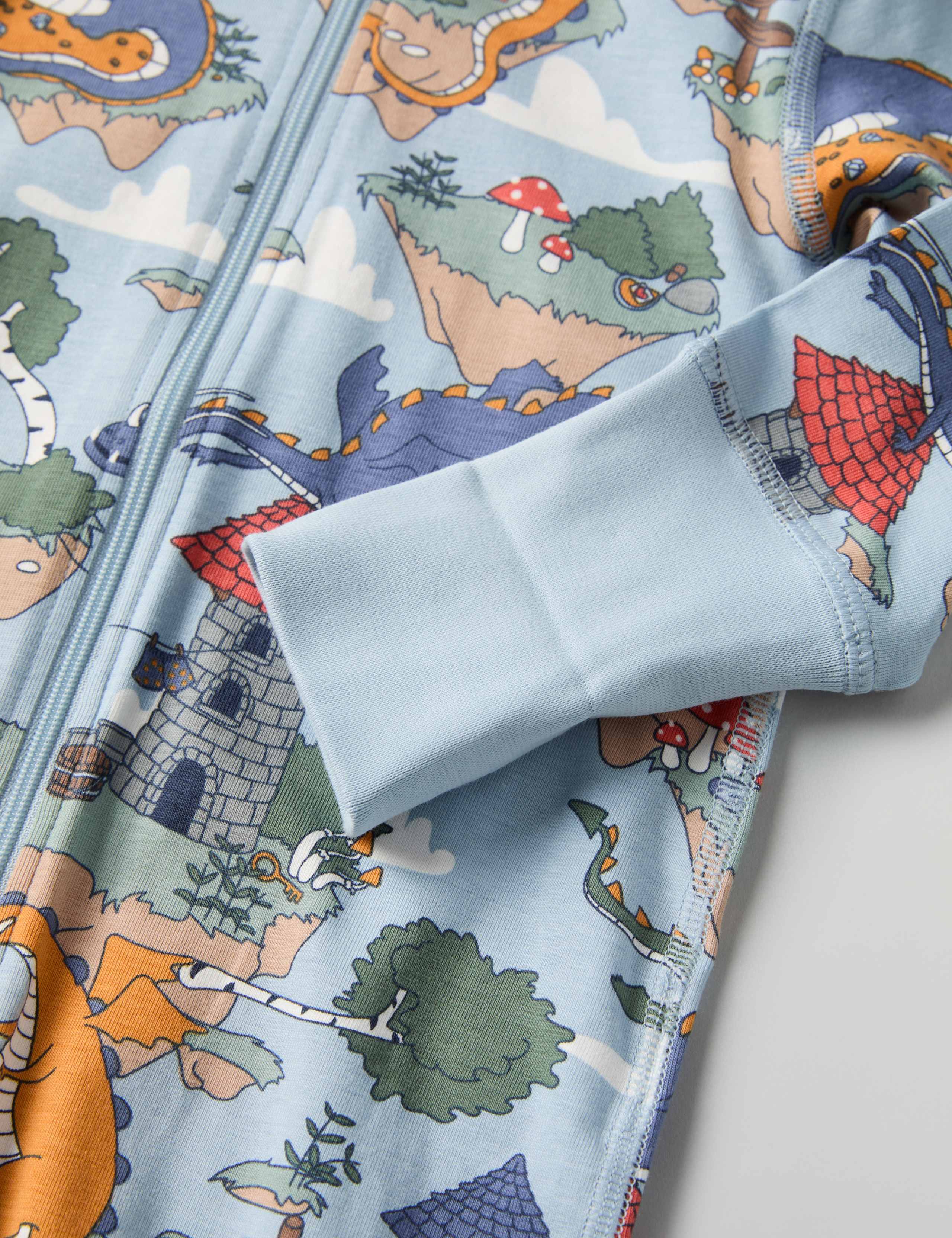 Cotton Rich Dragon Print Zip Sleepsuit (0-4 Yrs) 3 of 3