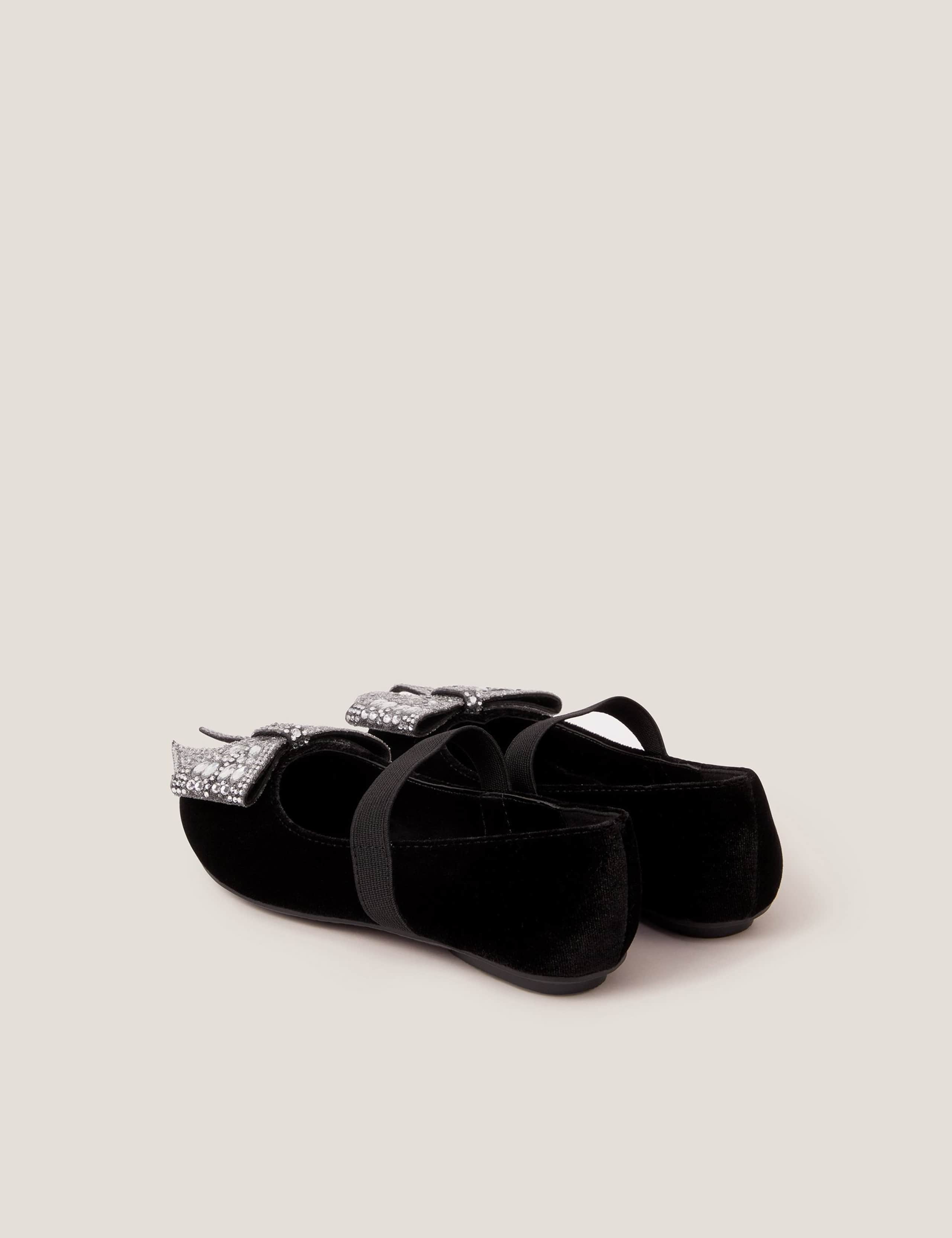 Kids' Velvet Bow Ballet Pumps (7 Small - 4 Large) 2 of 3