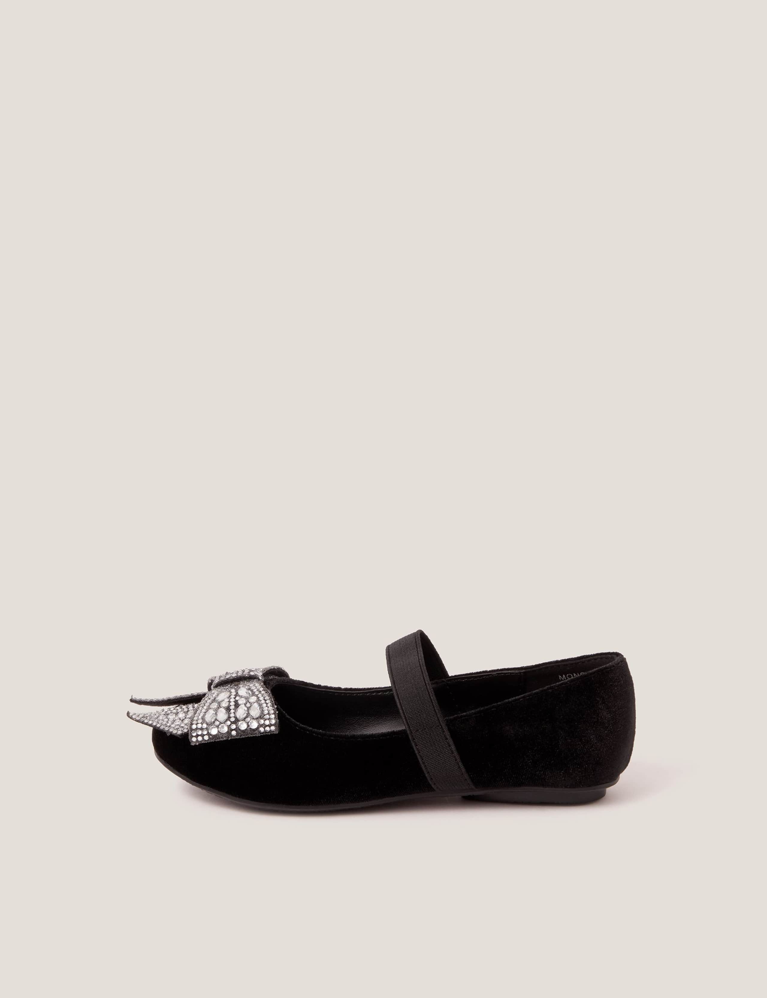 Kids' Velvet Bow Ballet Pumps (7 Small - 4 Large) 3 of 3