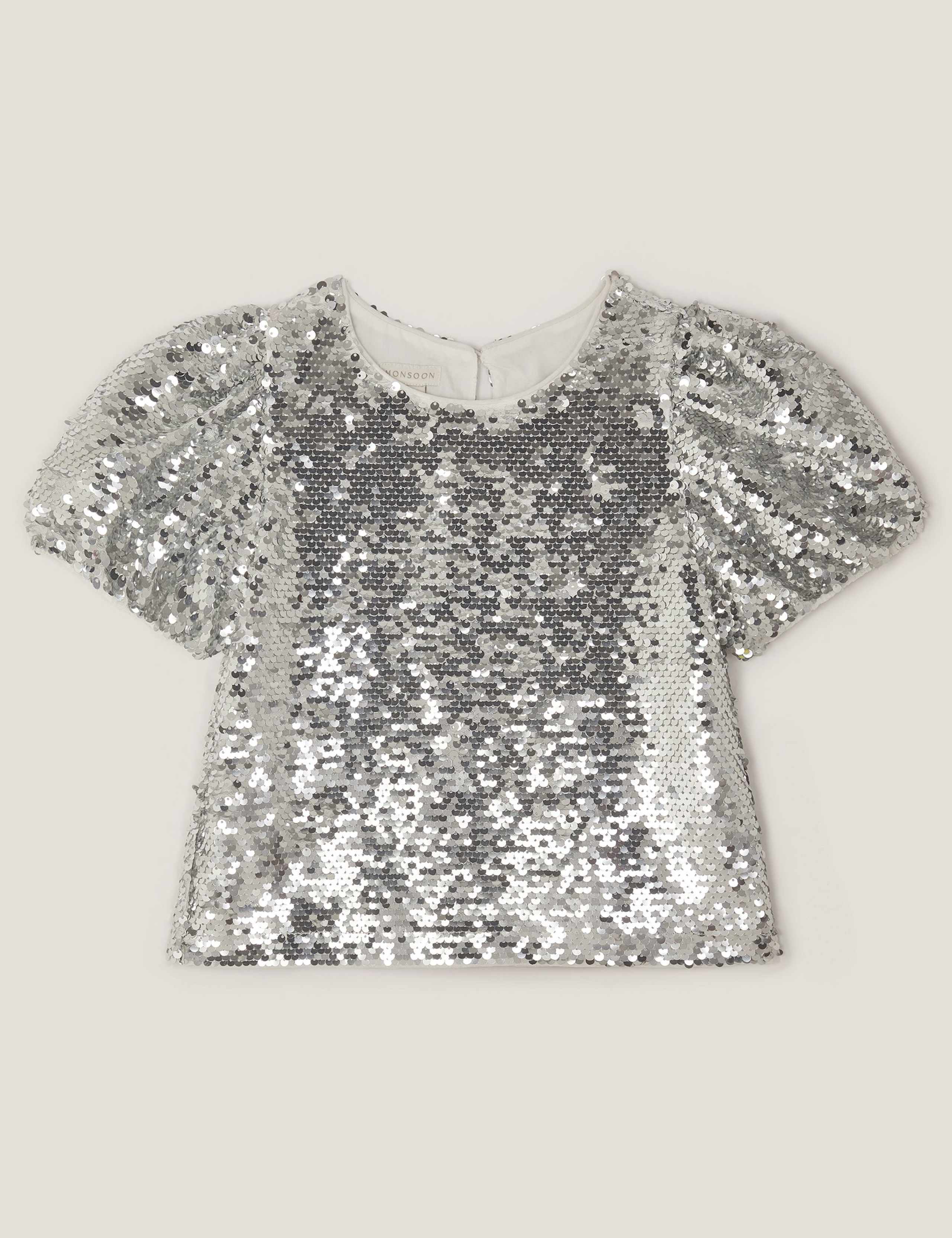 Sequin Puff Sleeve Top (3-15 Yrs) 2 of 4