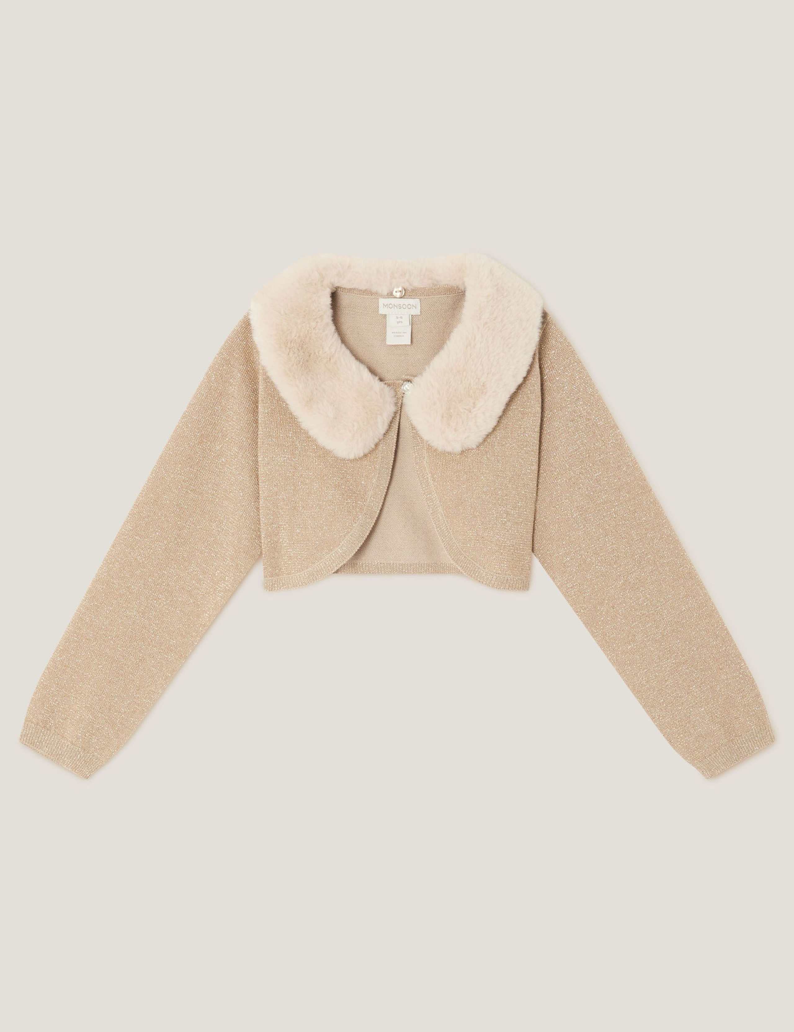 Fur Collar Cardigan (3-15 Yrs) 1 of 3