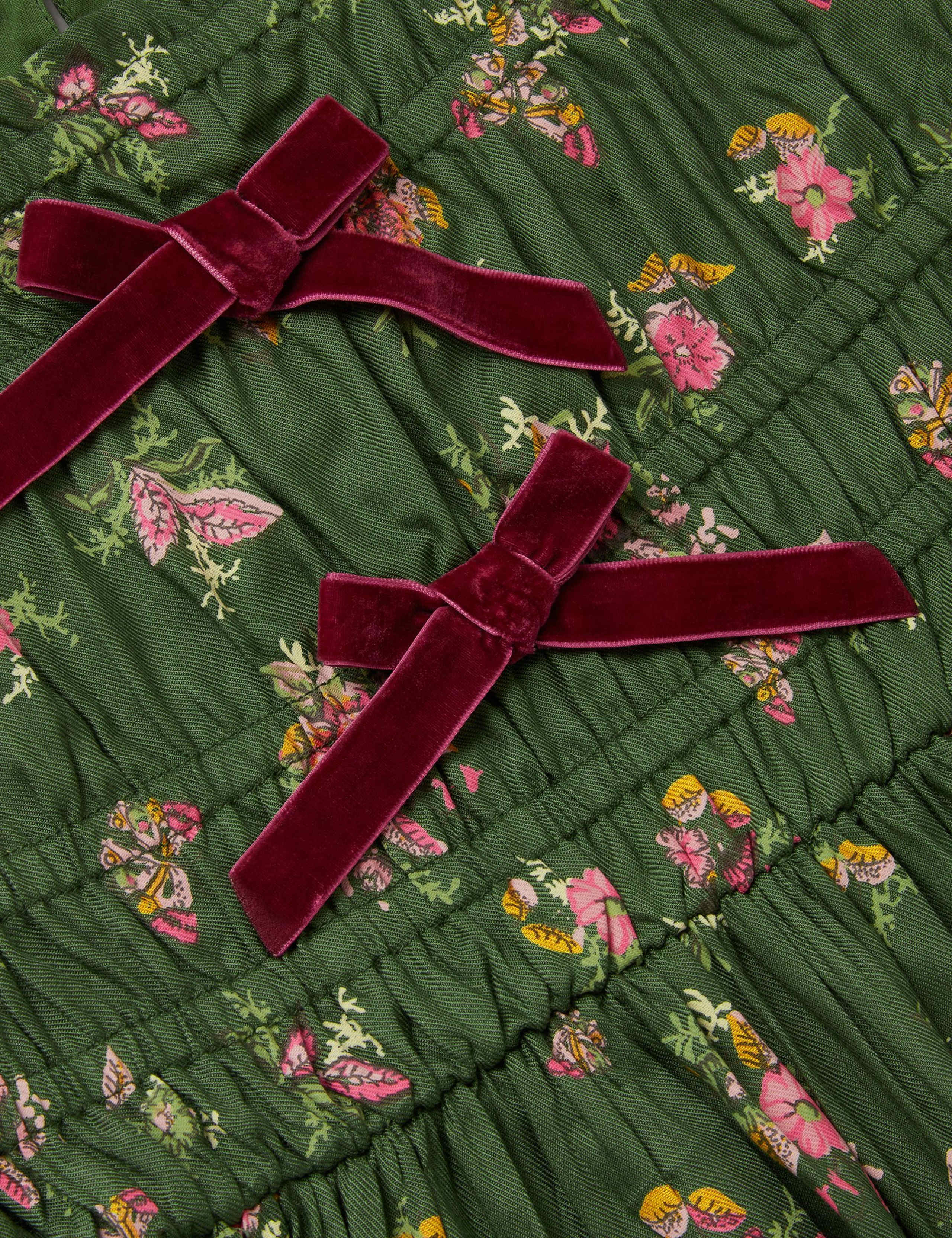 Floral Butterfly Bow Shirred Dress (2-15 Yrs) 3 of 4
