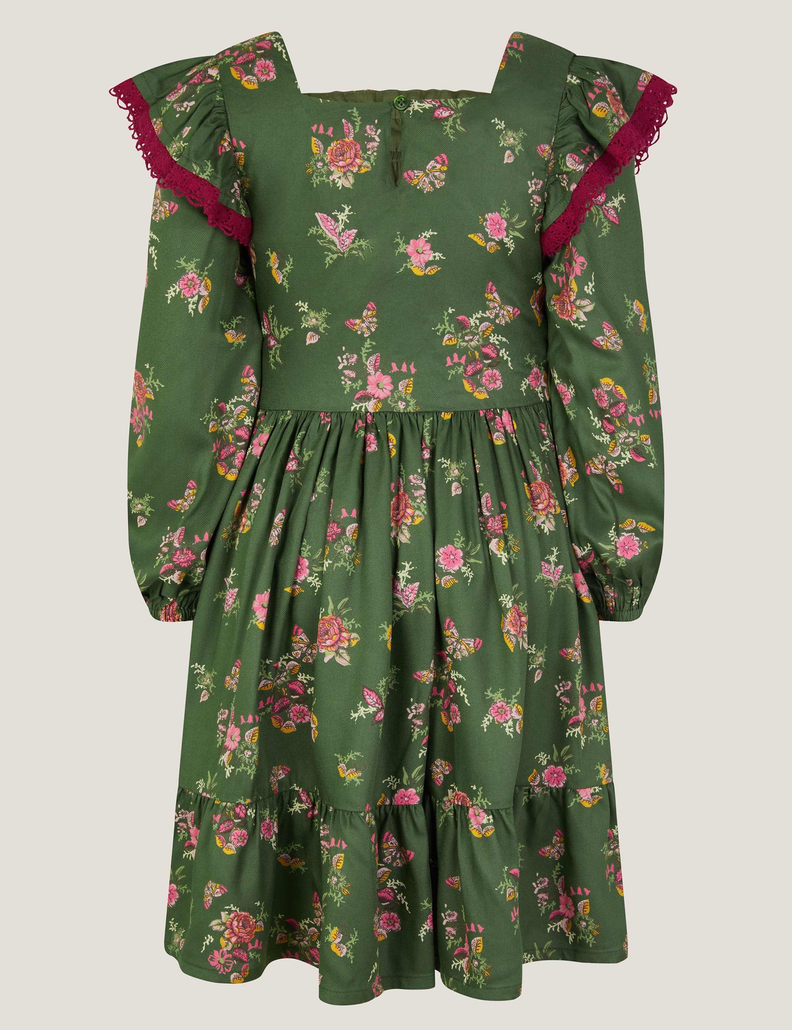 Floral Butterfly Bow Shirred Dress (2-15 Yrs) 4 of 4