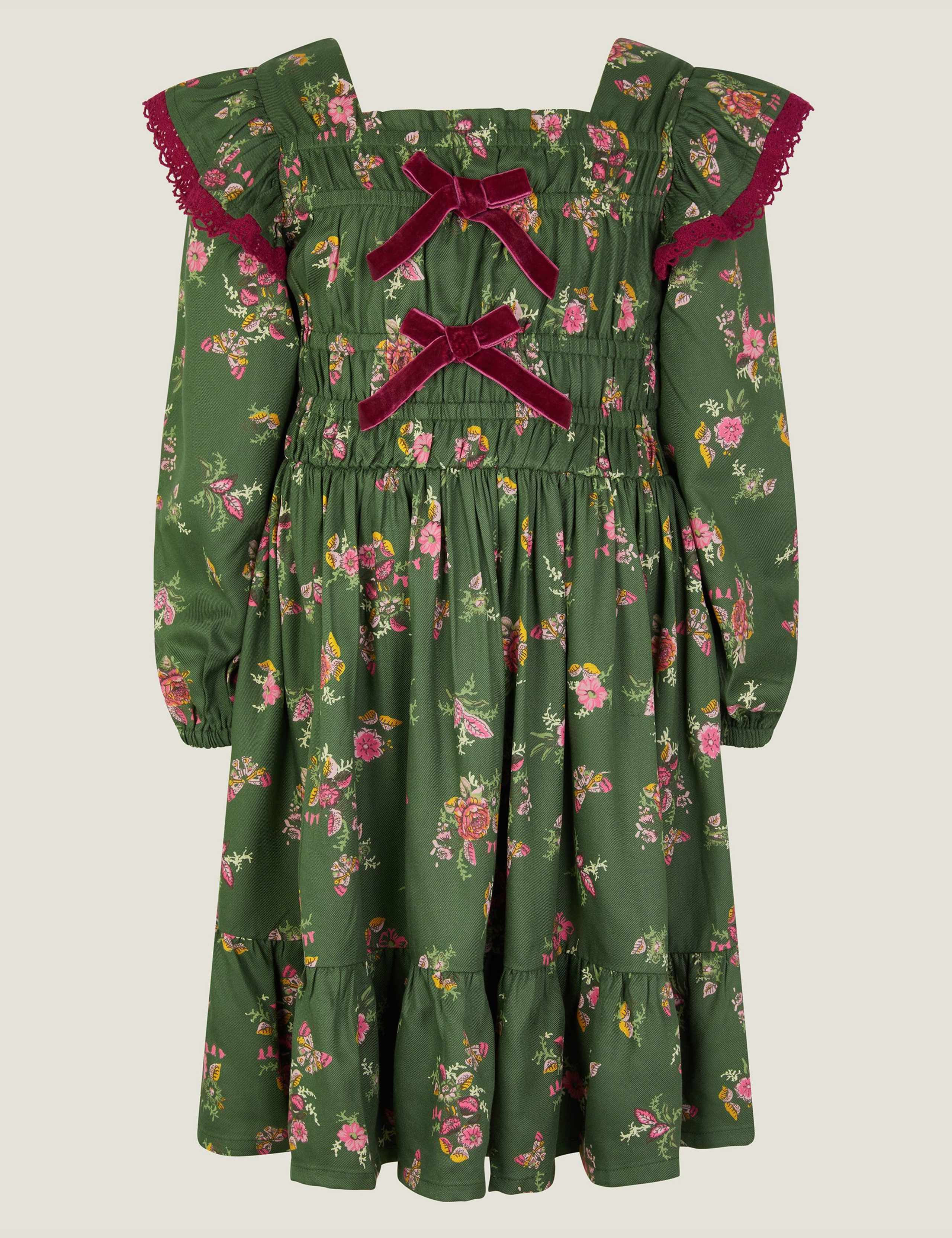 Floral Butterfly Bow Shirred Dress (2-15 Yrs) 2 of 4