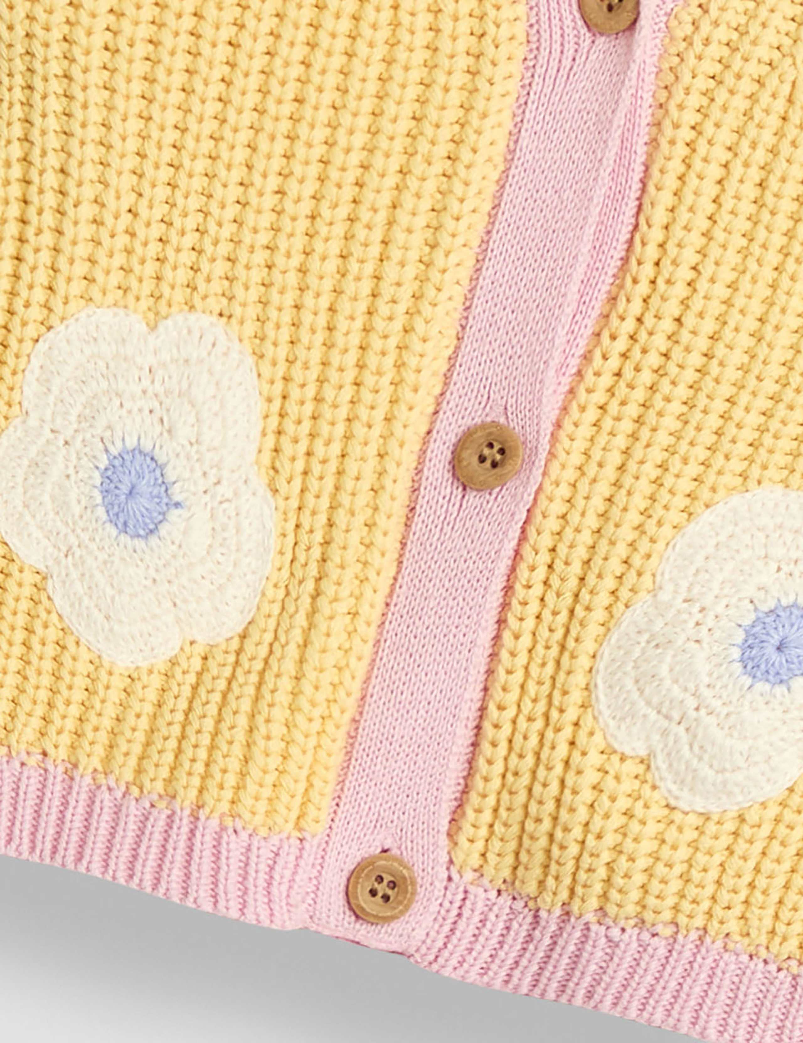 Pure Cotton Knitted Daisy Cardigan (6 Mths-5 Yrs) 3 of 3
