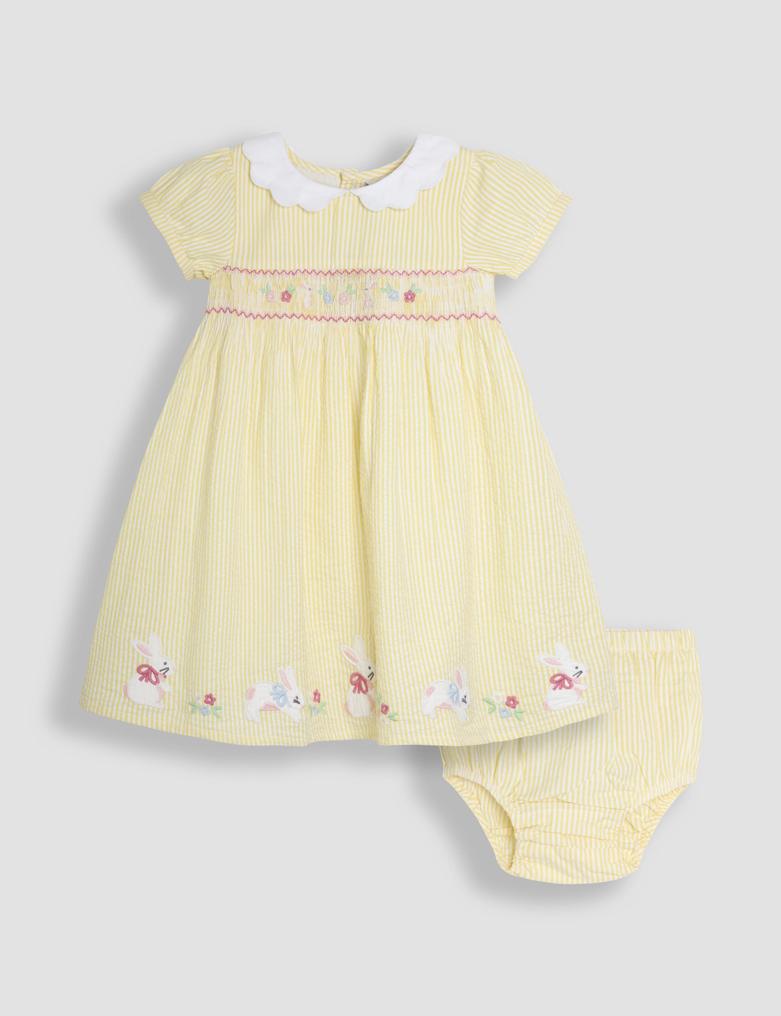 Pure Cotton Bunny Applique Striped Dress (0-5 Yrs) 4 of 5