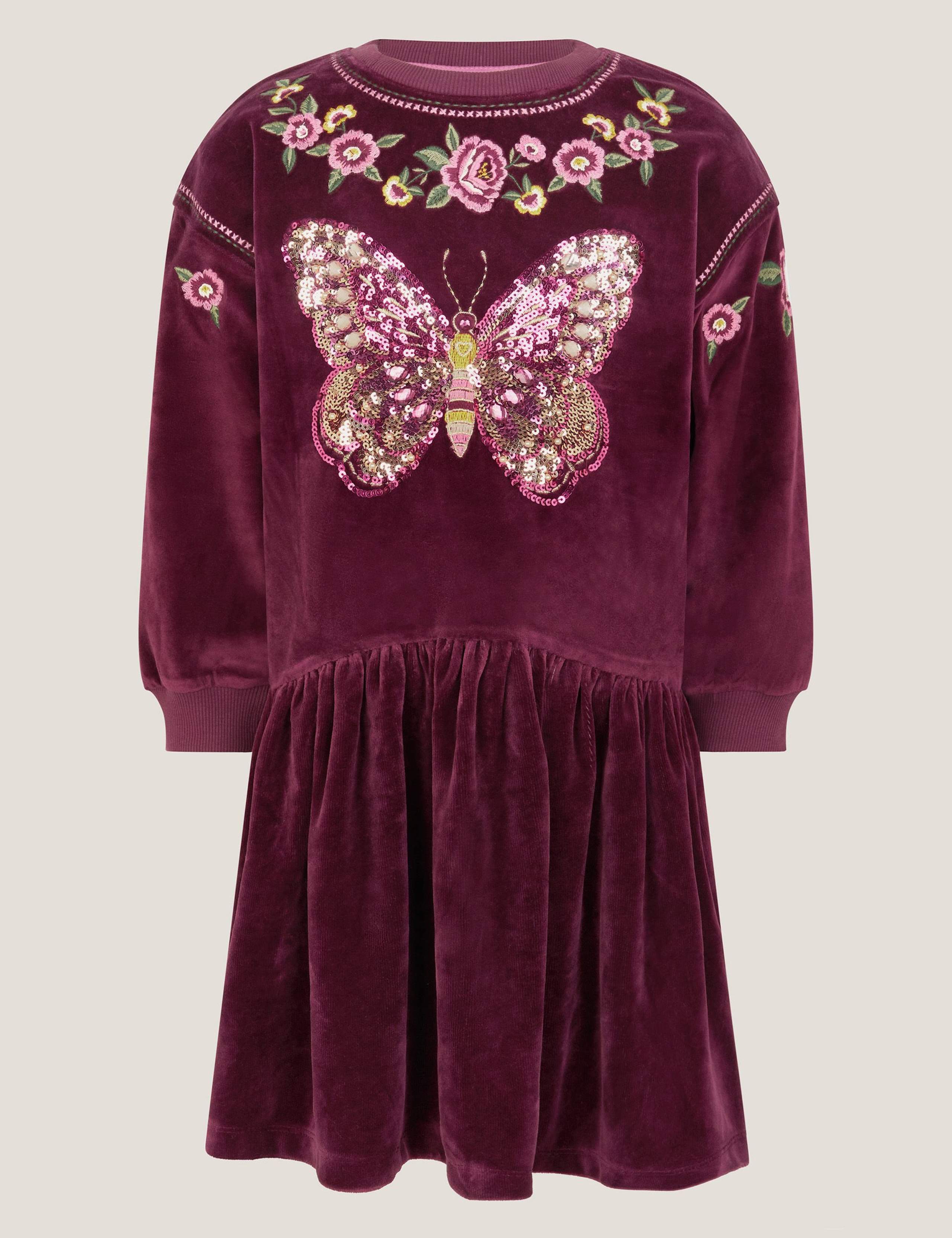 Velour Sequin Butterfly Dress (3-13 Yrs) 2 of 4
