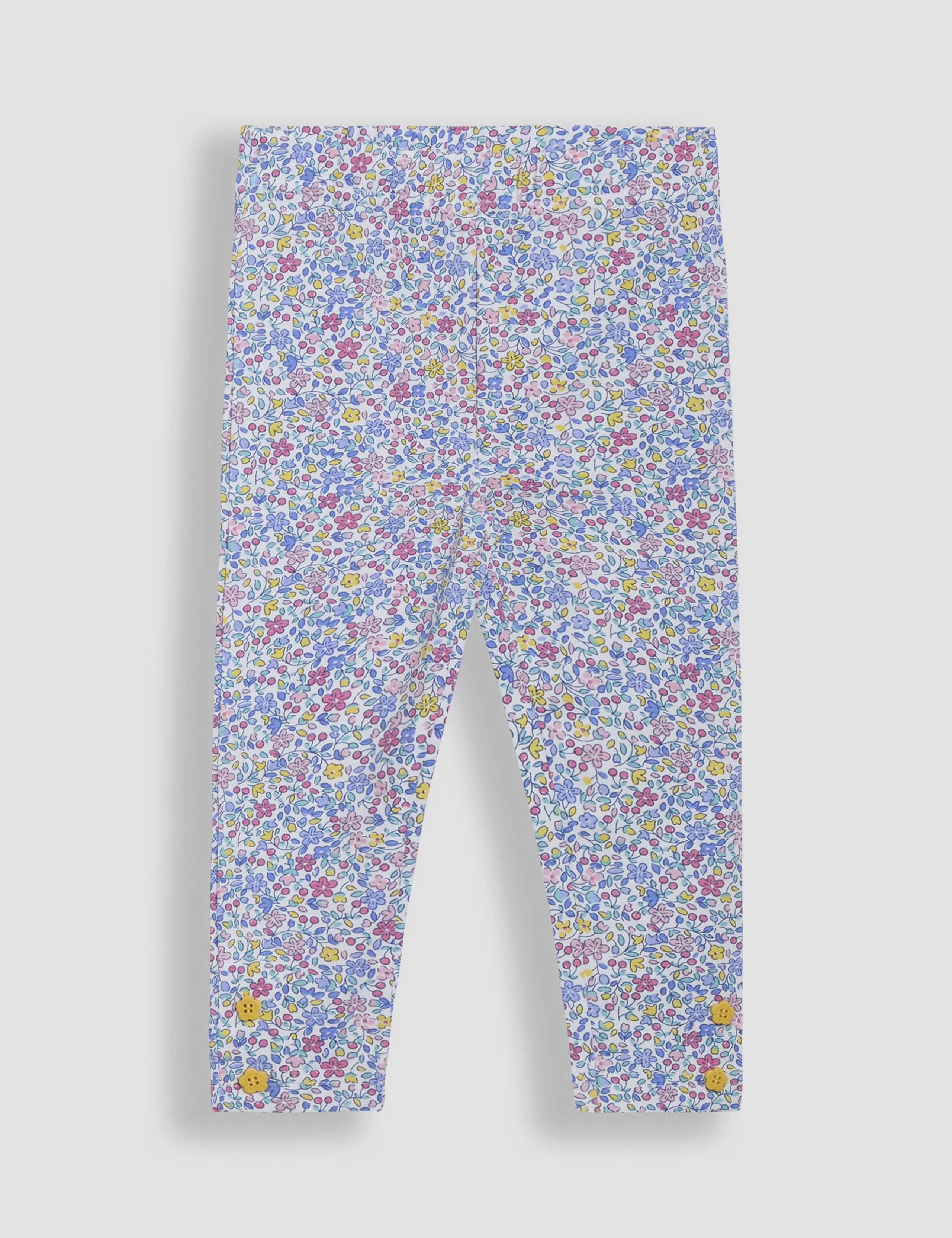 2 Pack Cotton Rich Floral & Plain Leggings (6 Mths-6 Yrs) 3 of 3