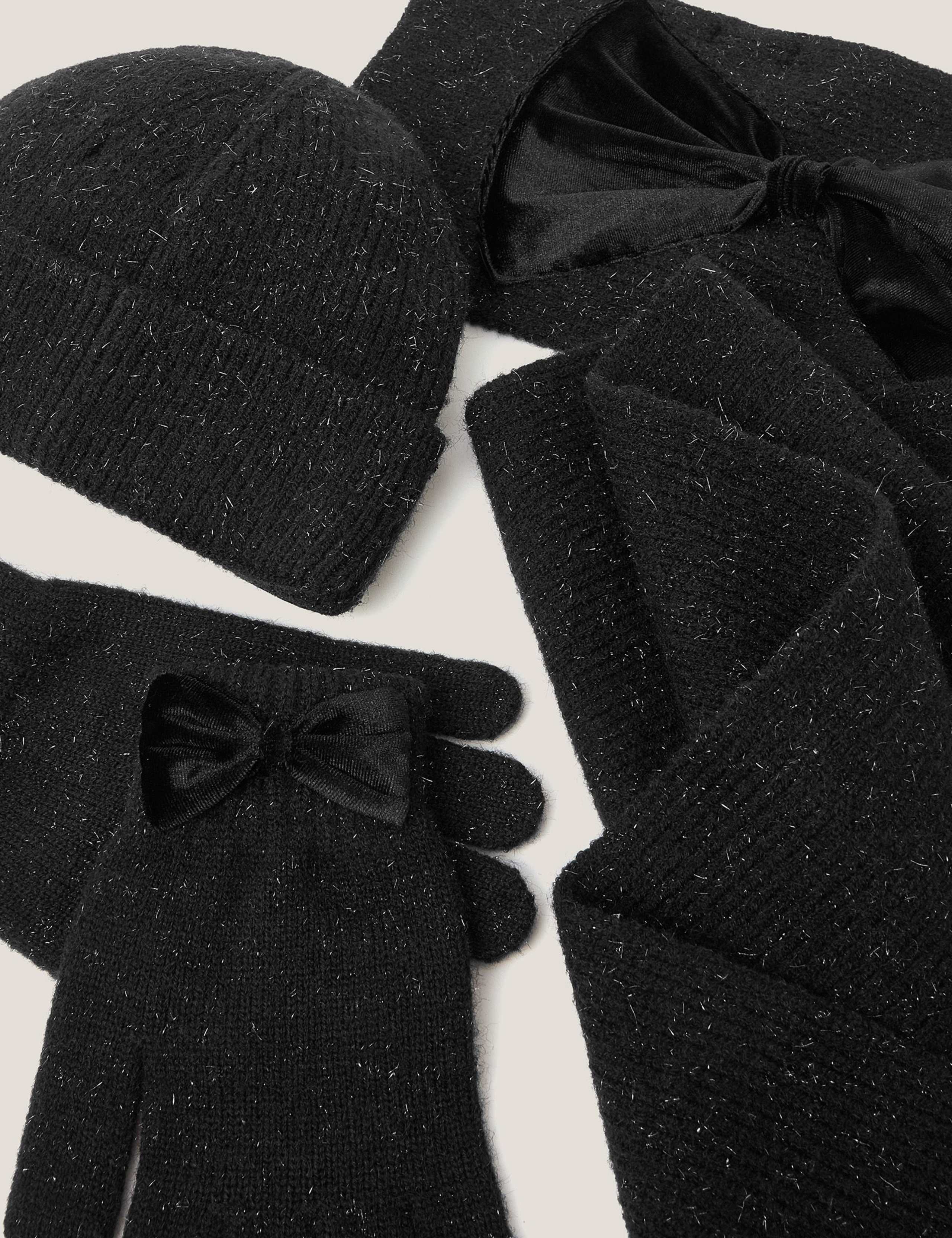 Kids' Sparkle Bow Hat, Scarf and Glove Set (3-13 Yrs) 2 of 2