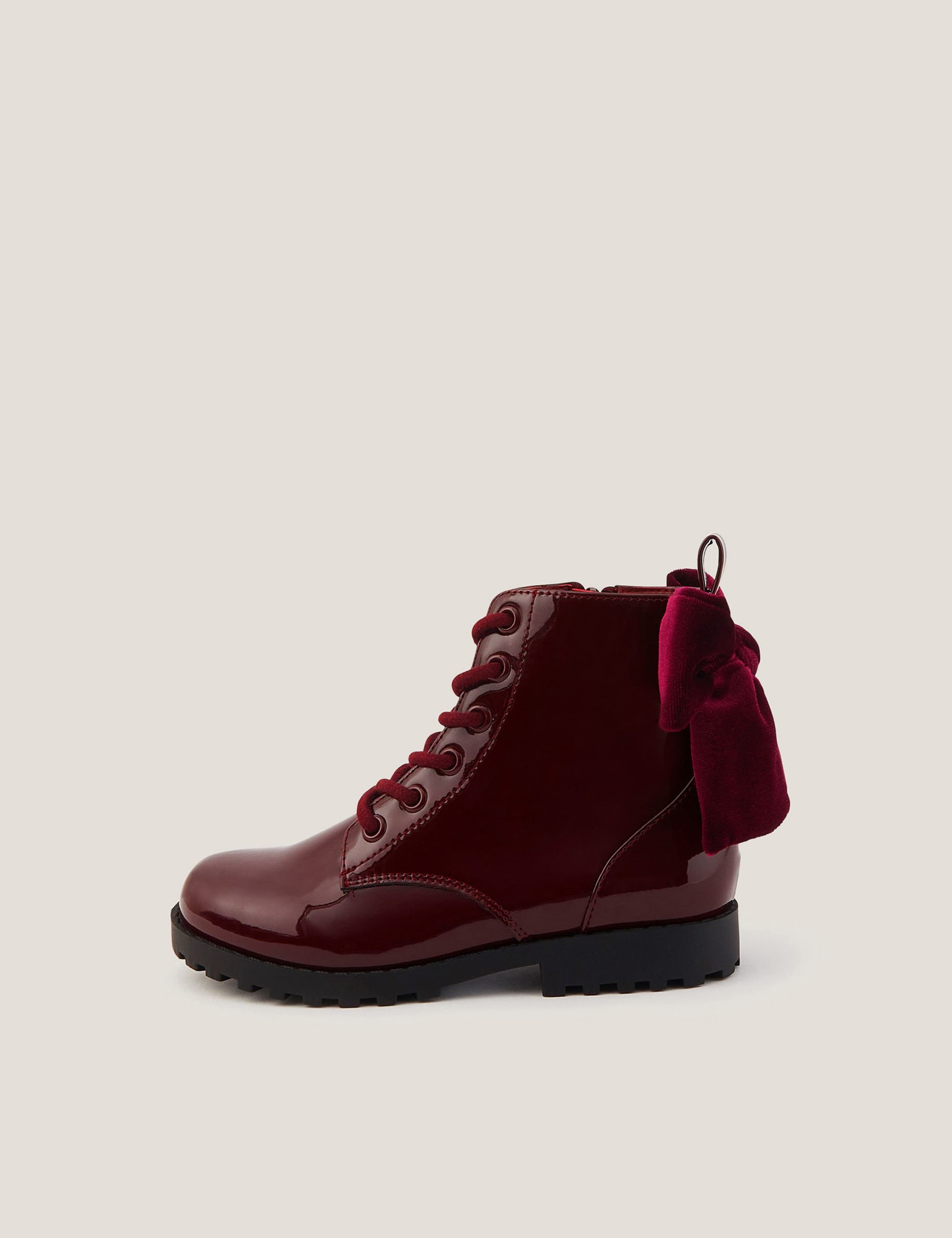 Kids' Patent Velvet Bow Boots (9 Small - 4 Large) 2 of 3