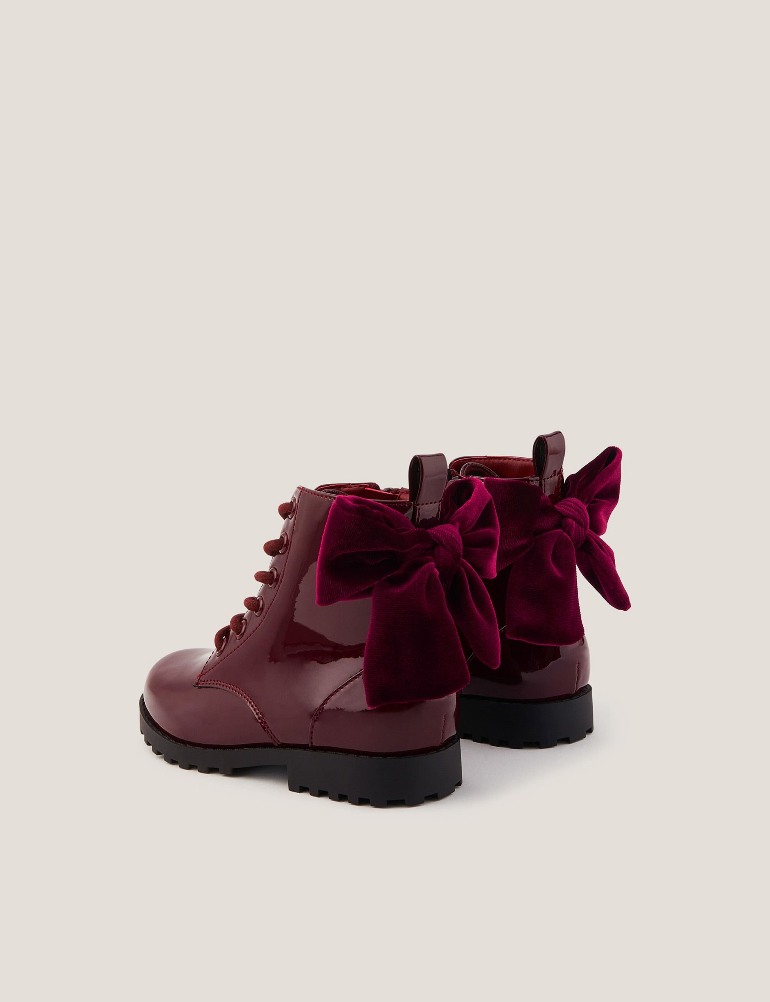 Kids' Patent Velvet Bow Boots (9 Small - 4 Large) 3 of 3