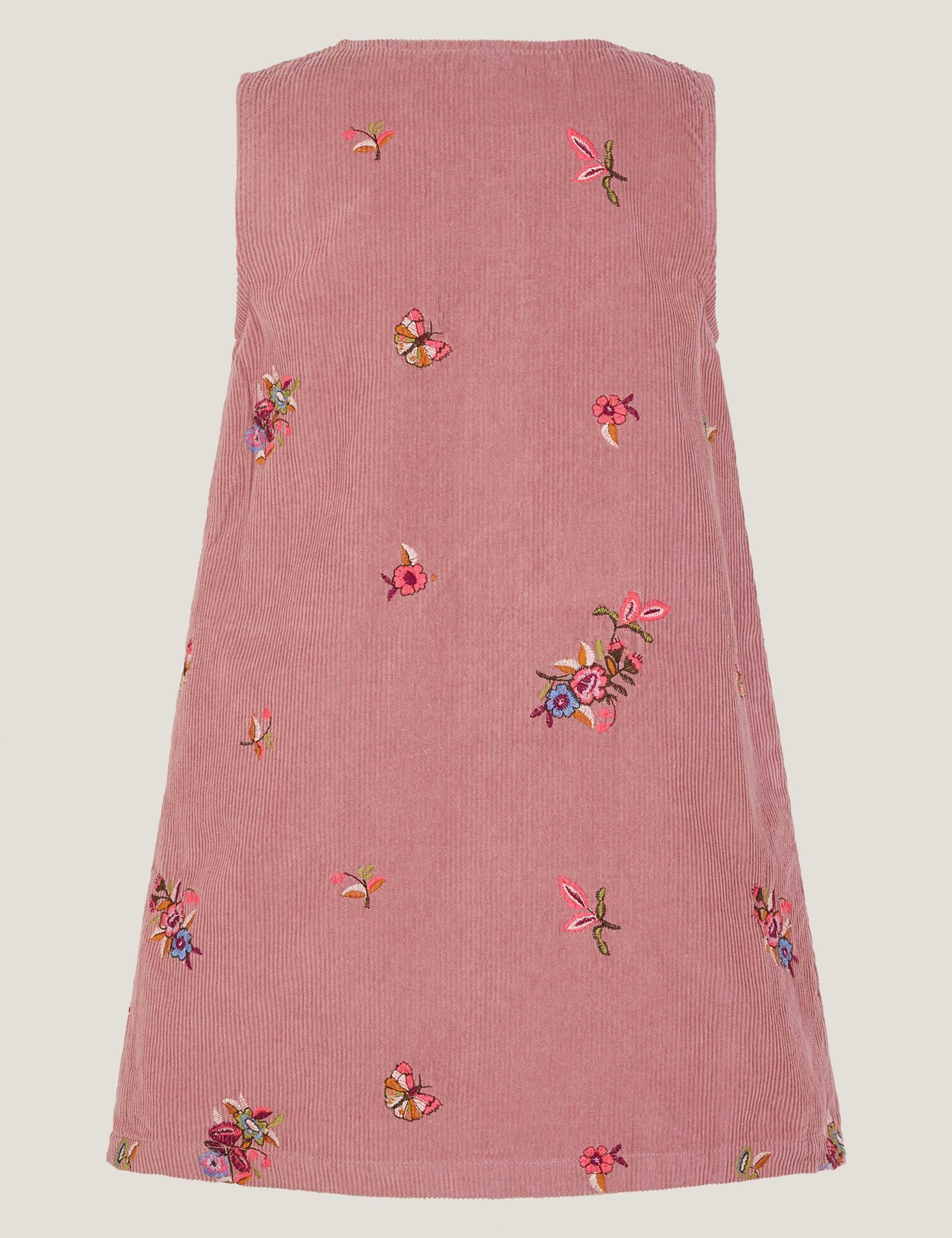 Pure Cotton Corduroy Embroidered Pinafore Dress (3-13 Yrs) 4 of 4