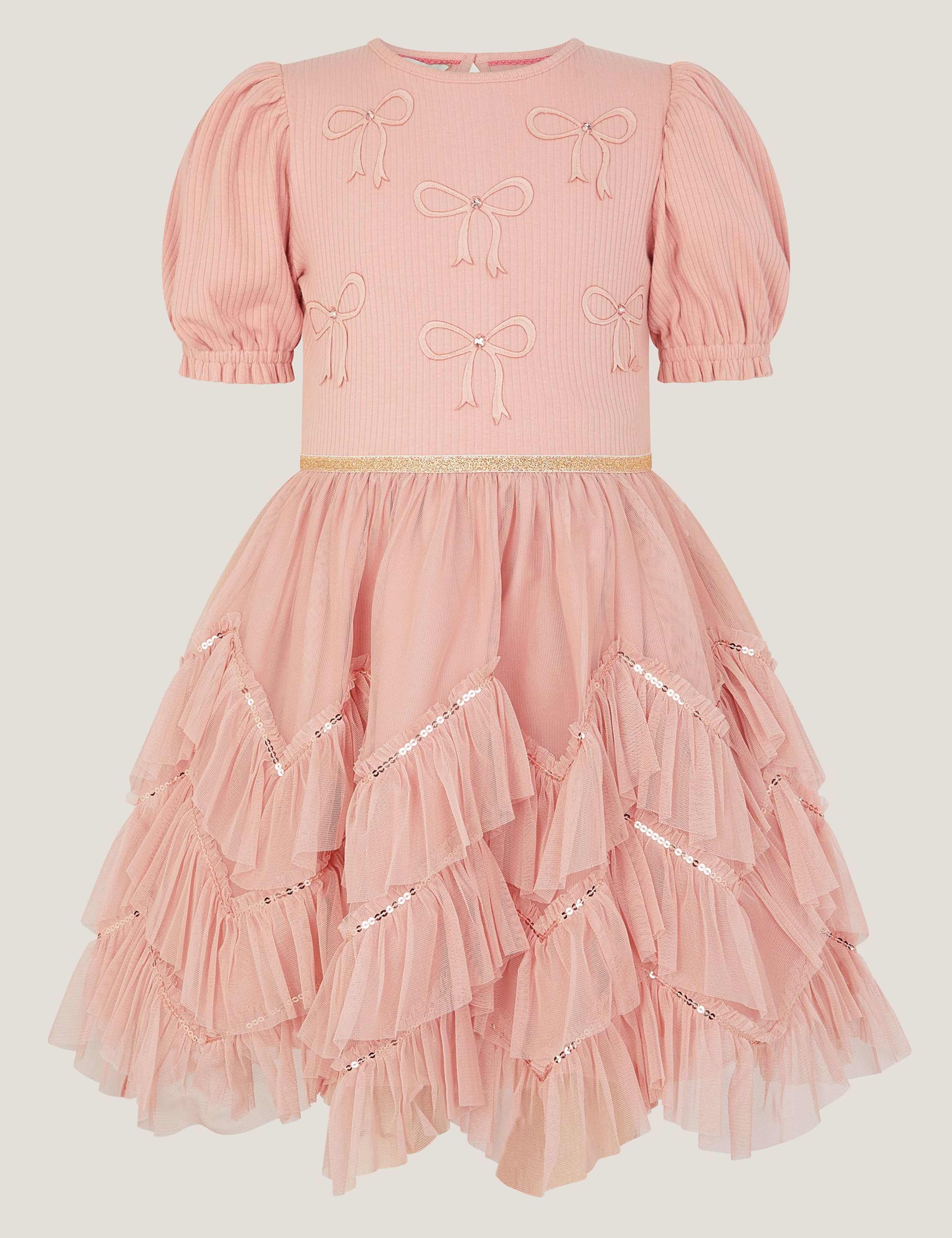Bow Puff Sleeve Ruffle Dress 2 of 4