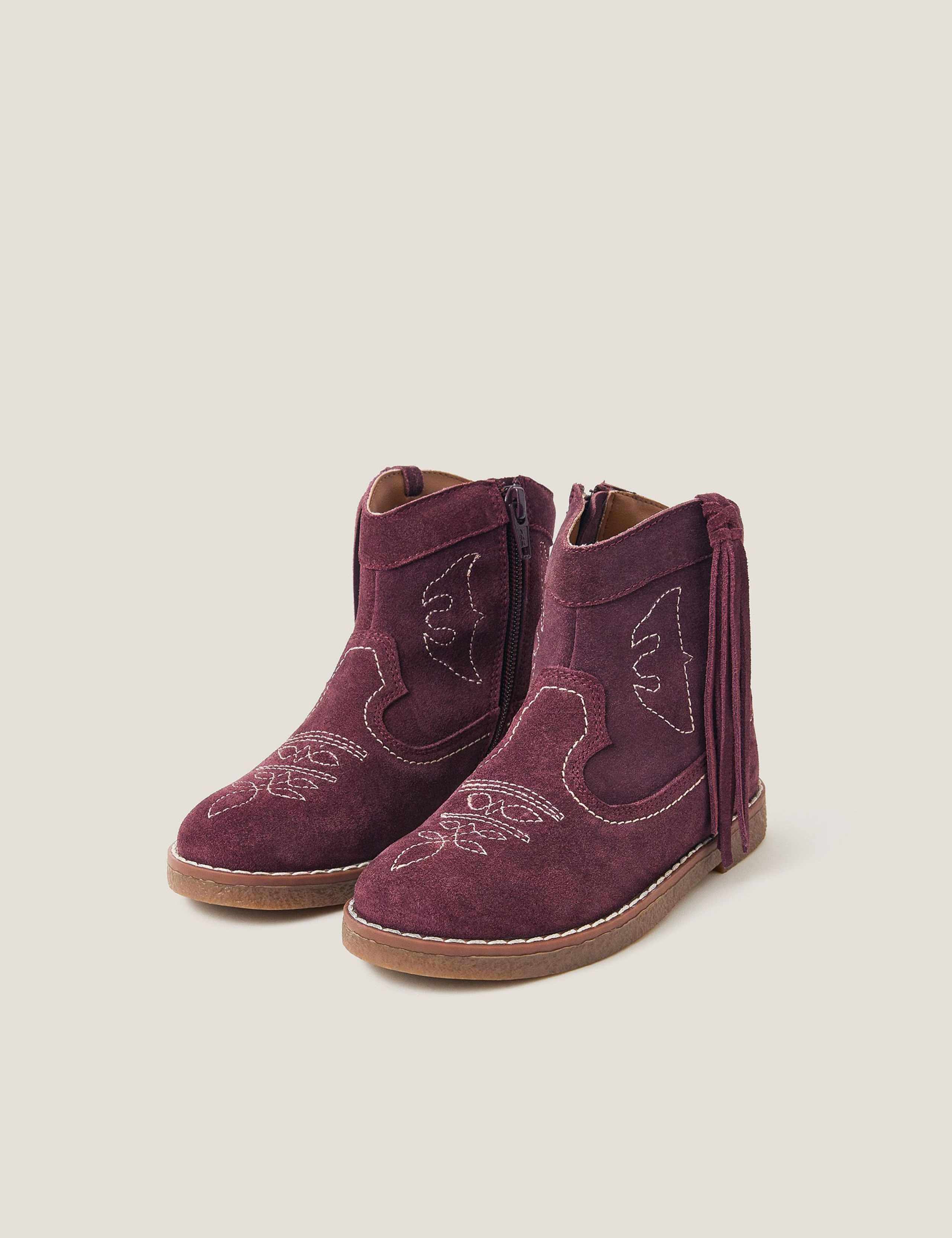 Kids' Suede Cowboy Boots (7 Small - 4 Large) 1 of 3