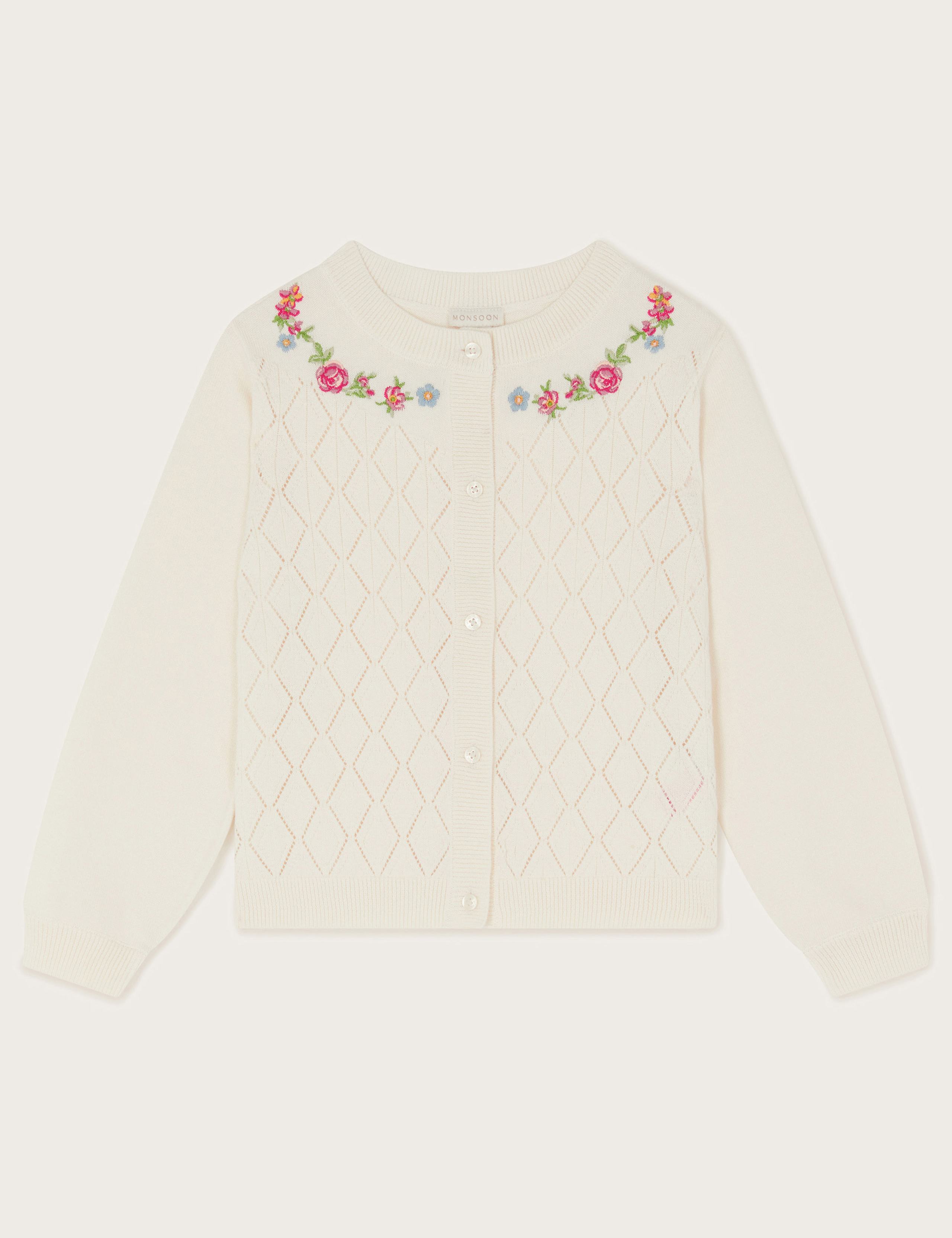 Pure Cotton Floral Embroidered Cardigan (3-15 Yrs) 2 of 4