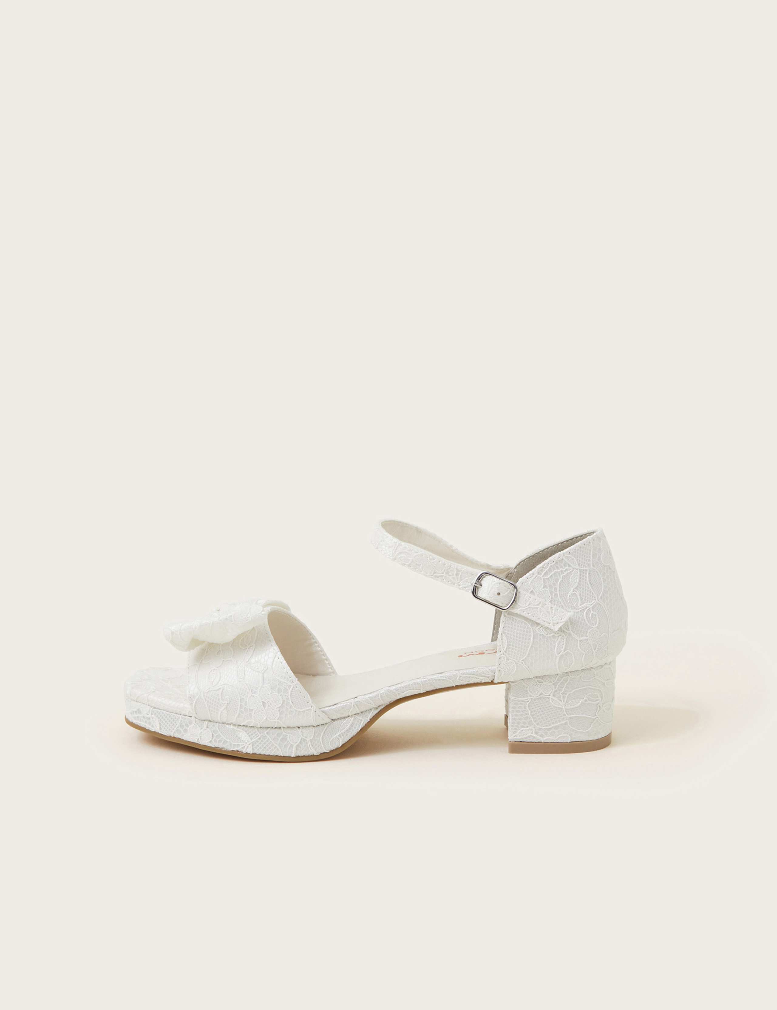 Kids' Lace Bow Ankle Strap Heeled Sandals (1 Large - 6 Large) 2 of 3