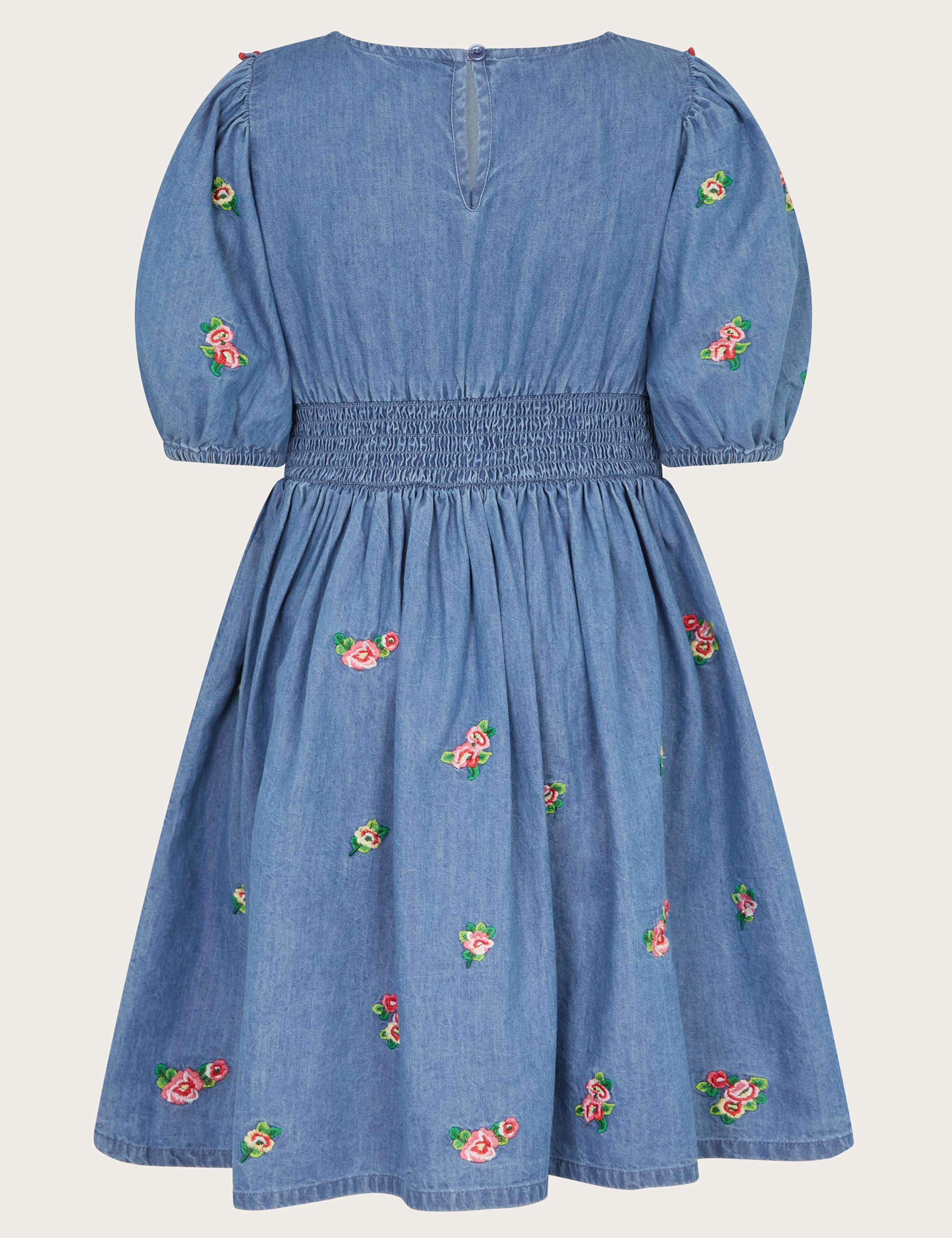 Denim Floral Embroidered Dress (3-13 Yrs) 2 of 3