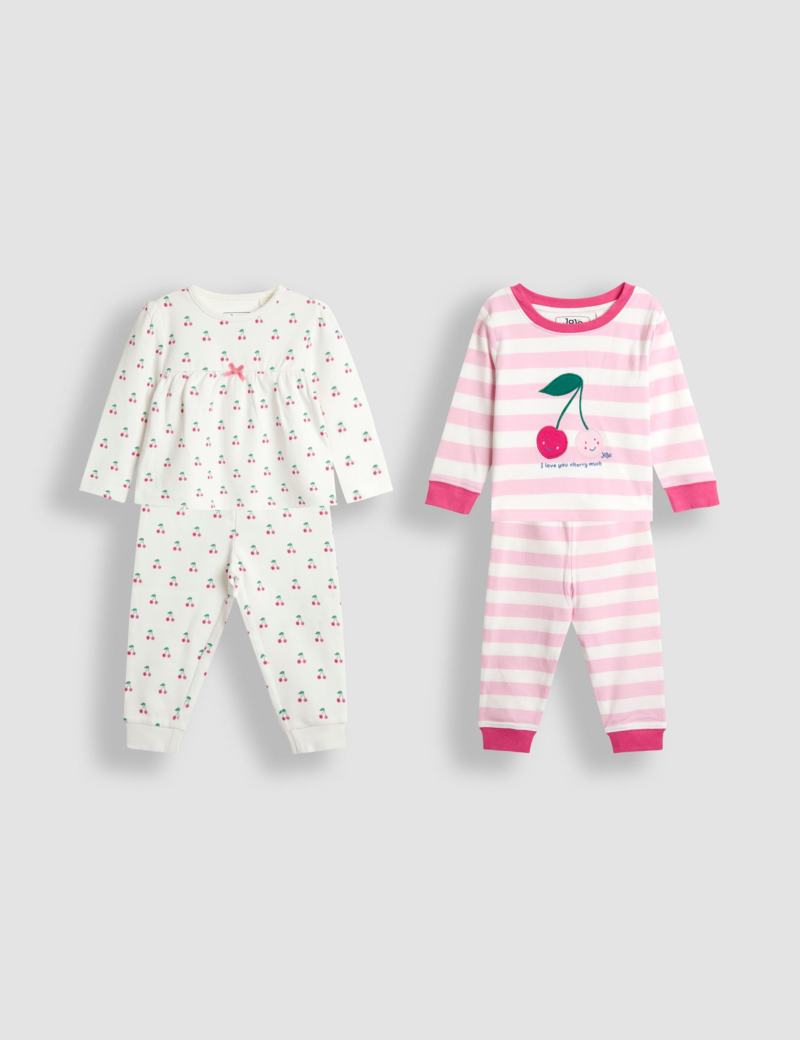 2 Pack Pure Cotton Cherry Jersey Pyjama Sets (1-7 Yrs) 1 of 11