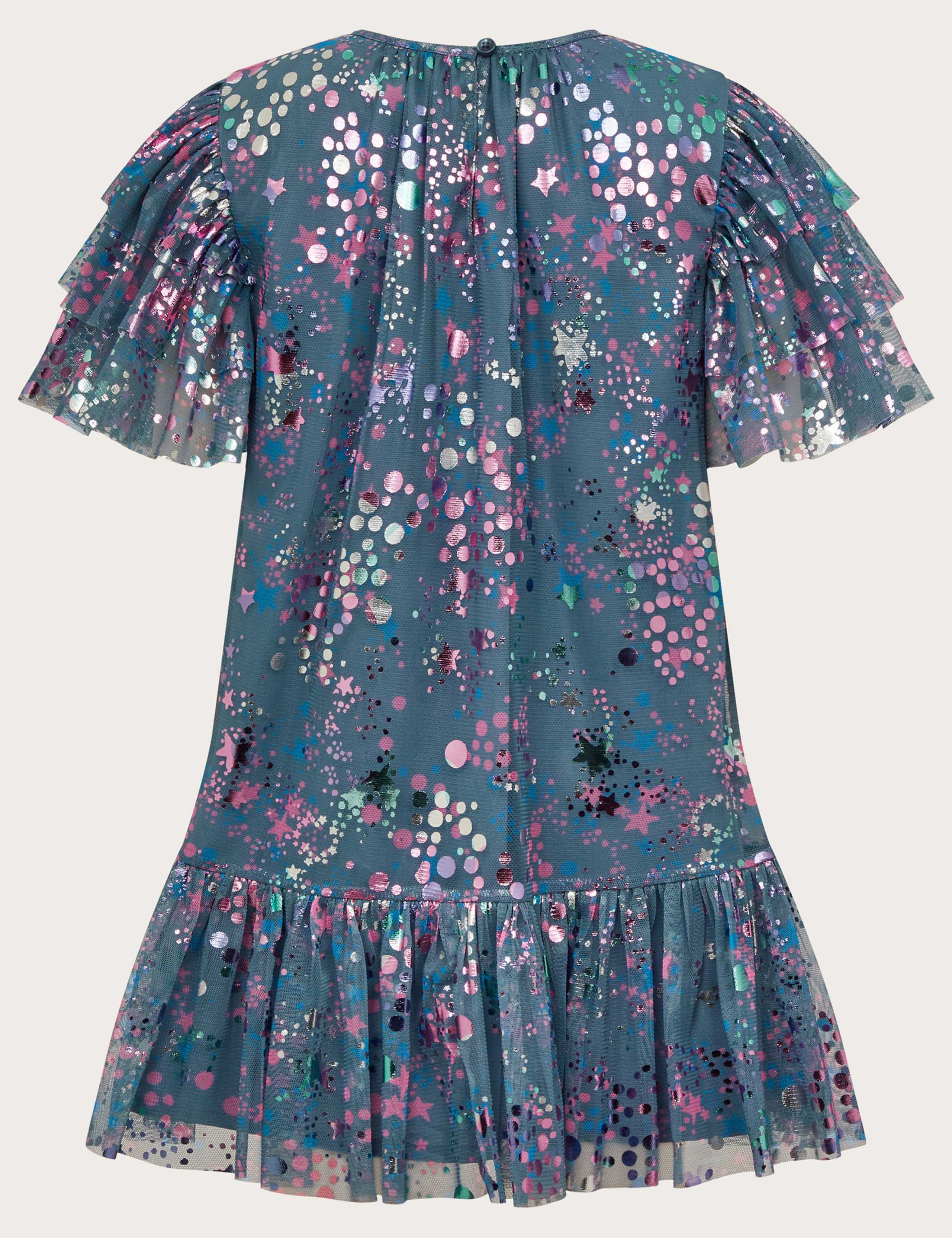 Mesh Frill Sleeve Metallic Dress (3-13 Yrs) 3 of 4