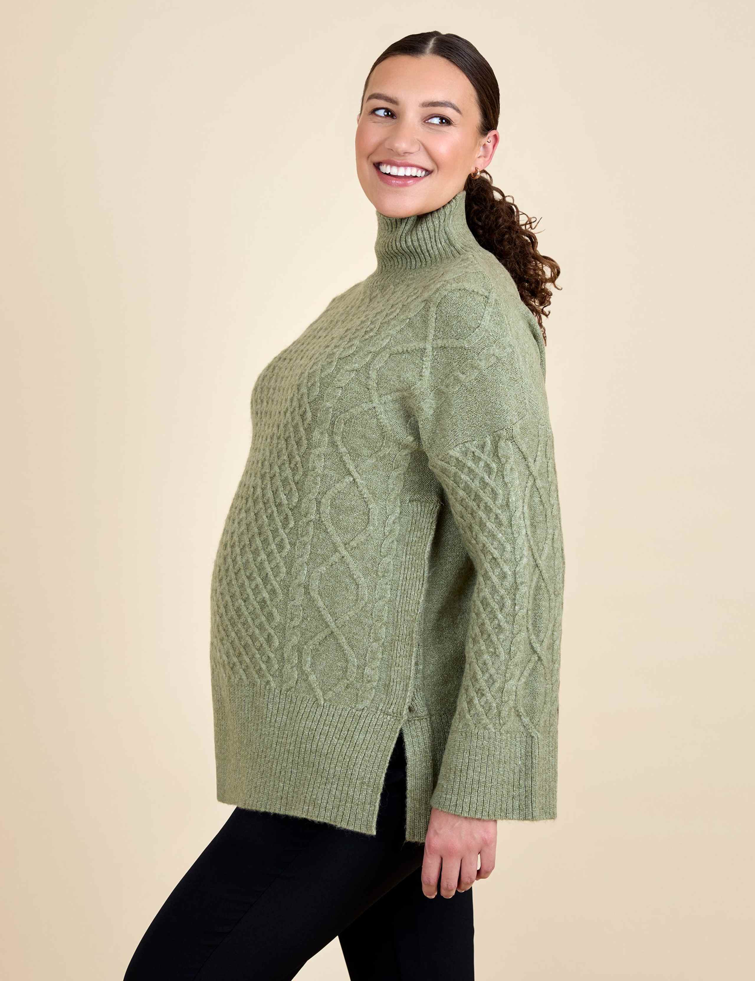 Maternity Cable Knit Roll Neck Jumper 4 of 6