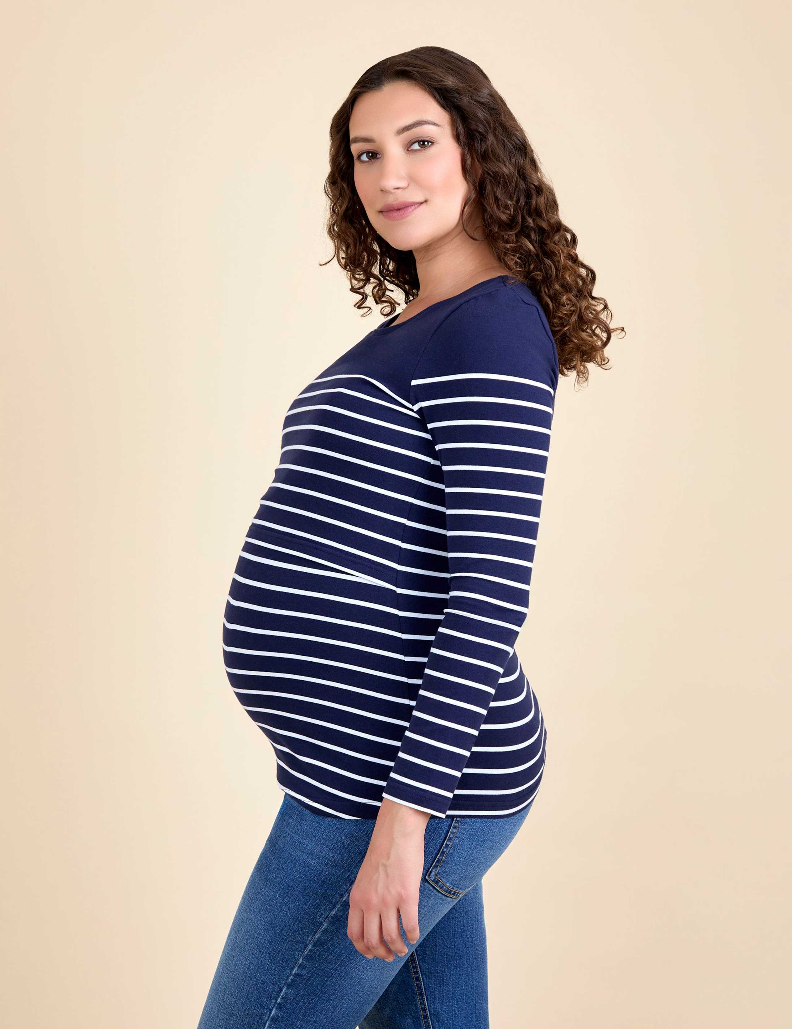 Maternity Cotton Rich Striped Top 3 of 5