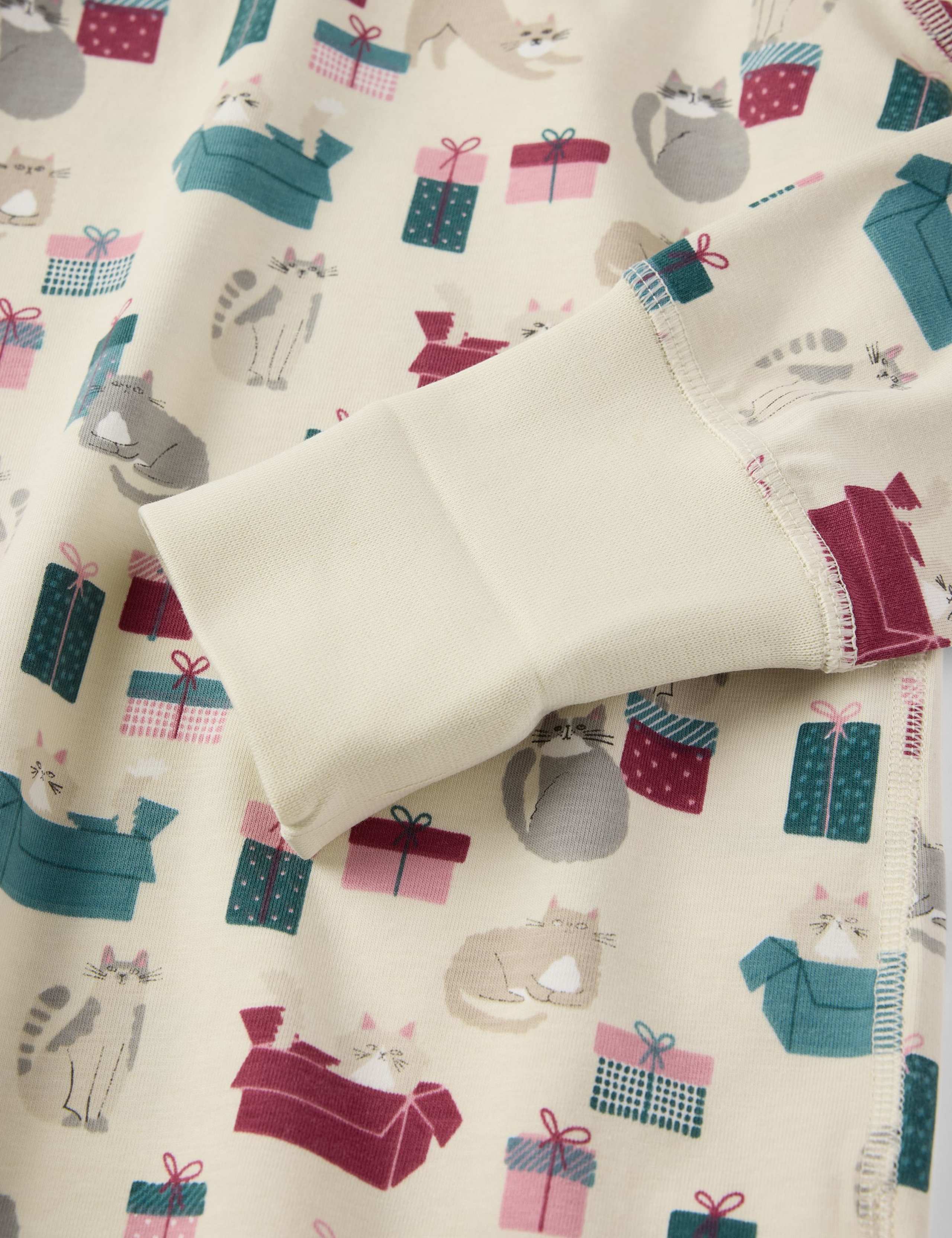 Cotton Rich Cat Print Pyjamas (1-10 Yrs) 2 of 3