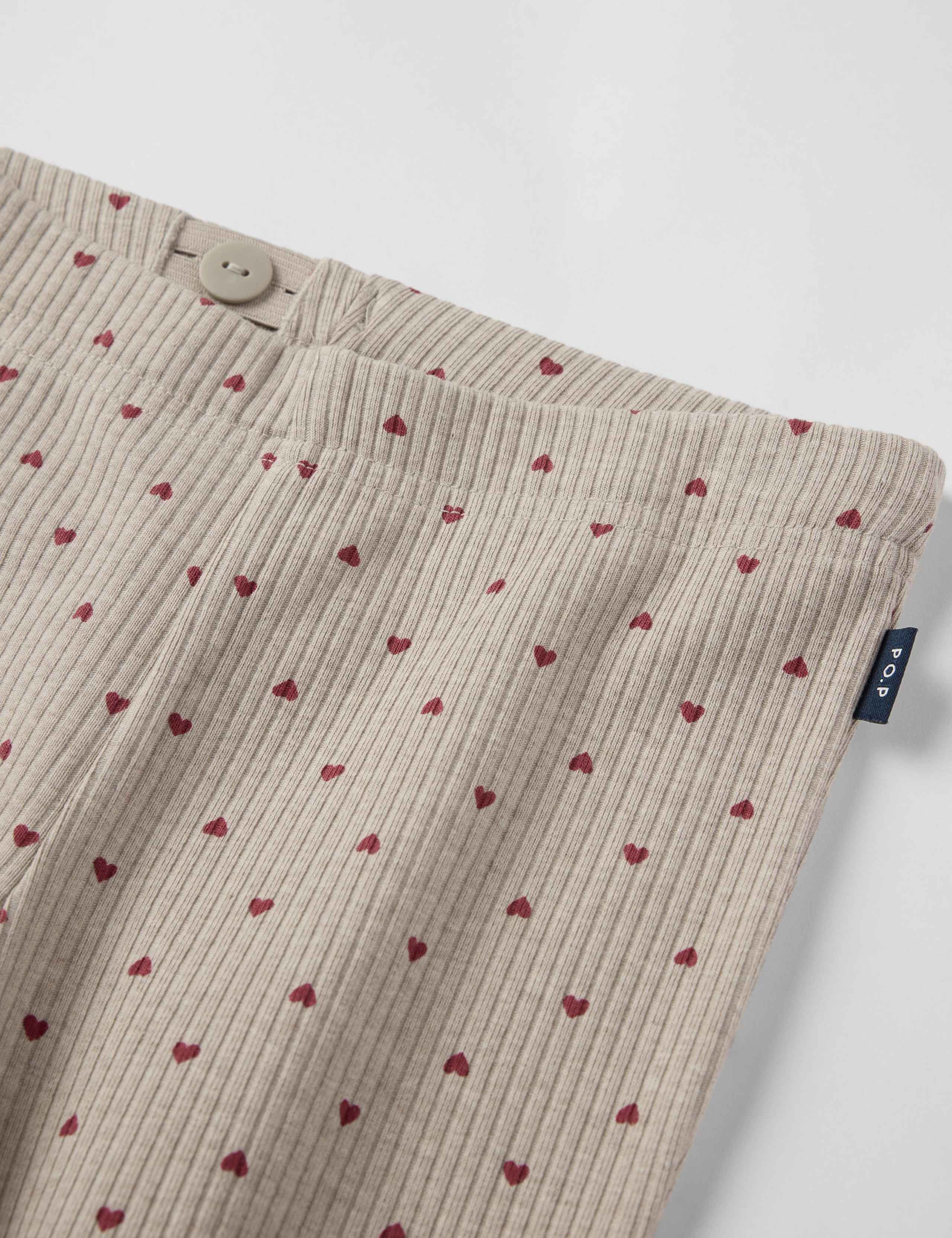 Cotton Rich Ribbed Heart Flared Leggings (1-10 Yrs) 2 of 2