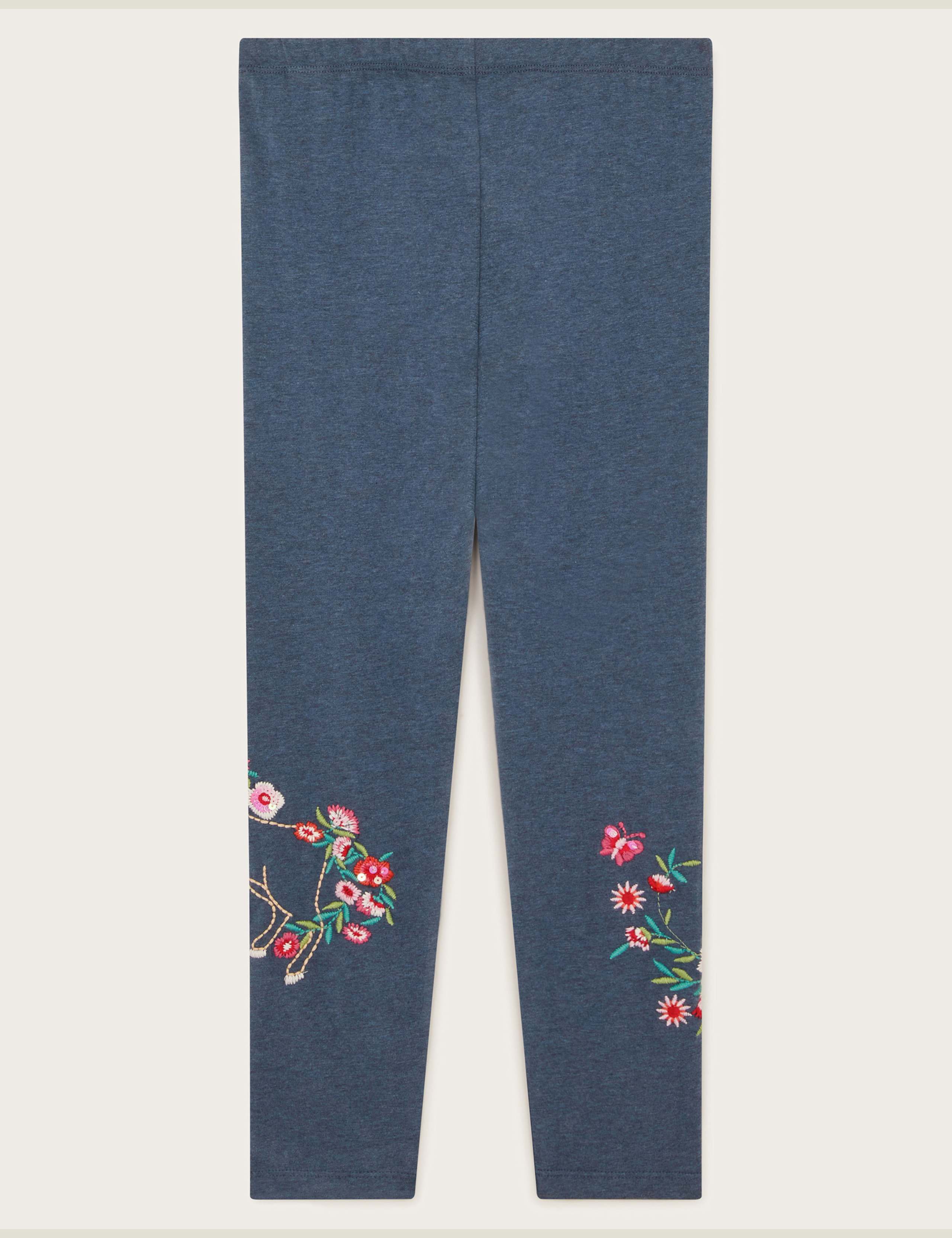 Cotton Rich Floral Unicorn Leggings (3-13 Yrs) 4 of 4