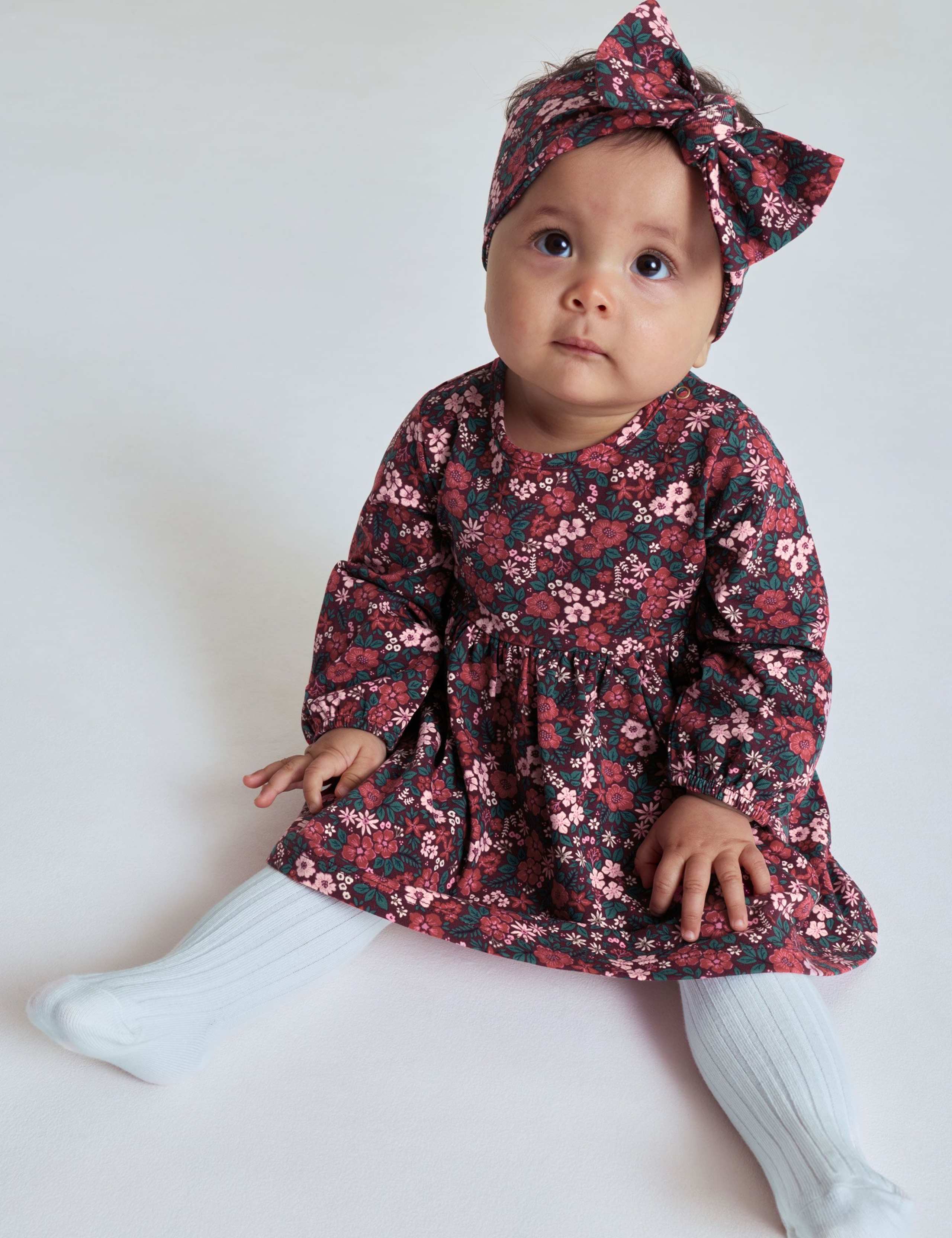 Cotton Rich Floral Dress (1-12 Mths) 1 of 4