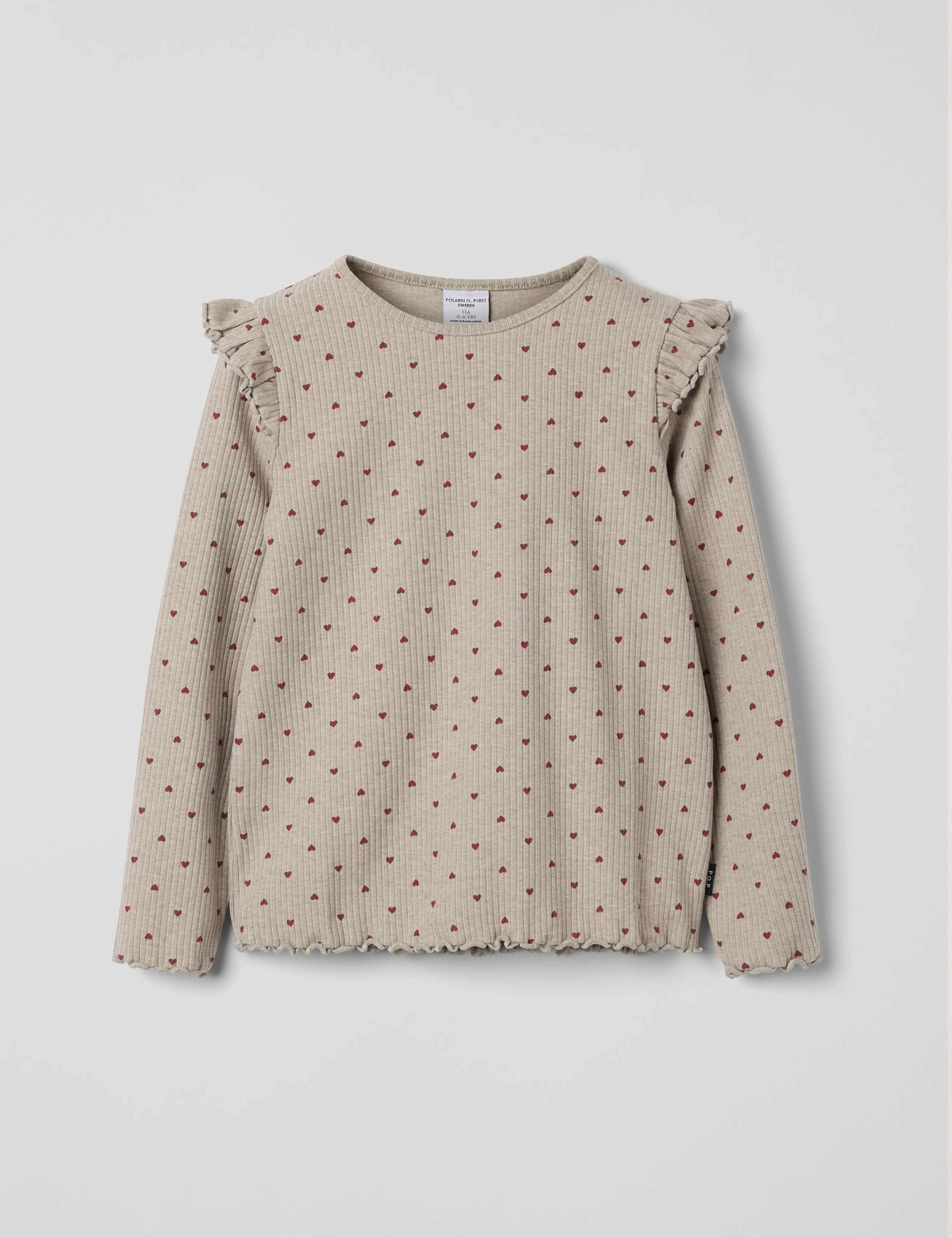 Cotton Rich Ribbed Heart Frill Top (1-10 Yrs) 1 of 3