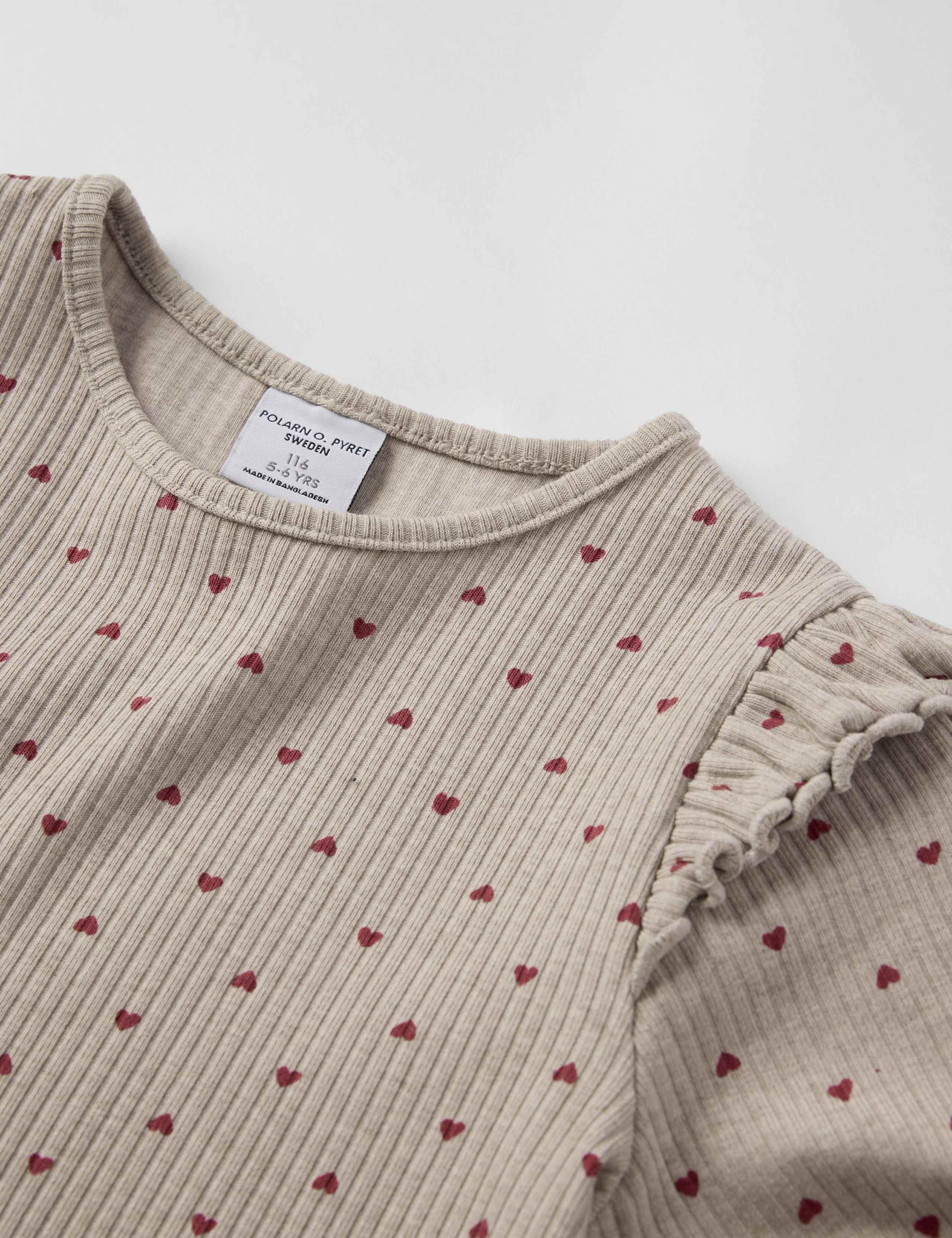 Cotton Rich Ribbed Heart Frill Top (1-10 Yrs) 2 of 3