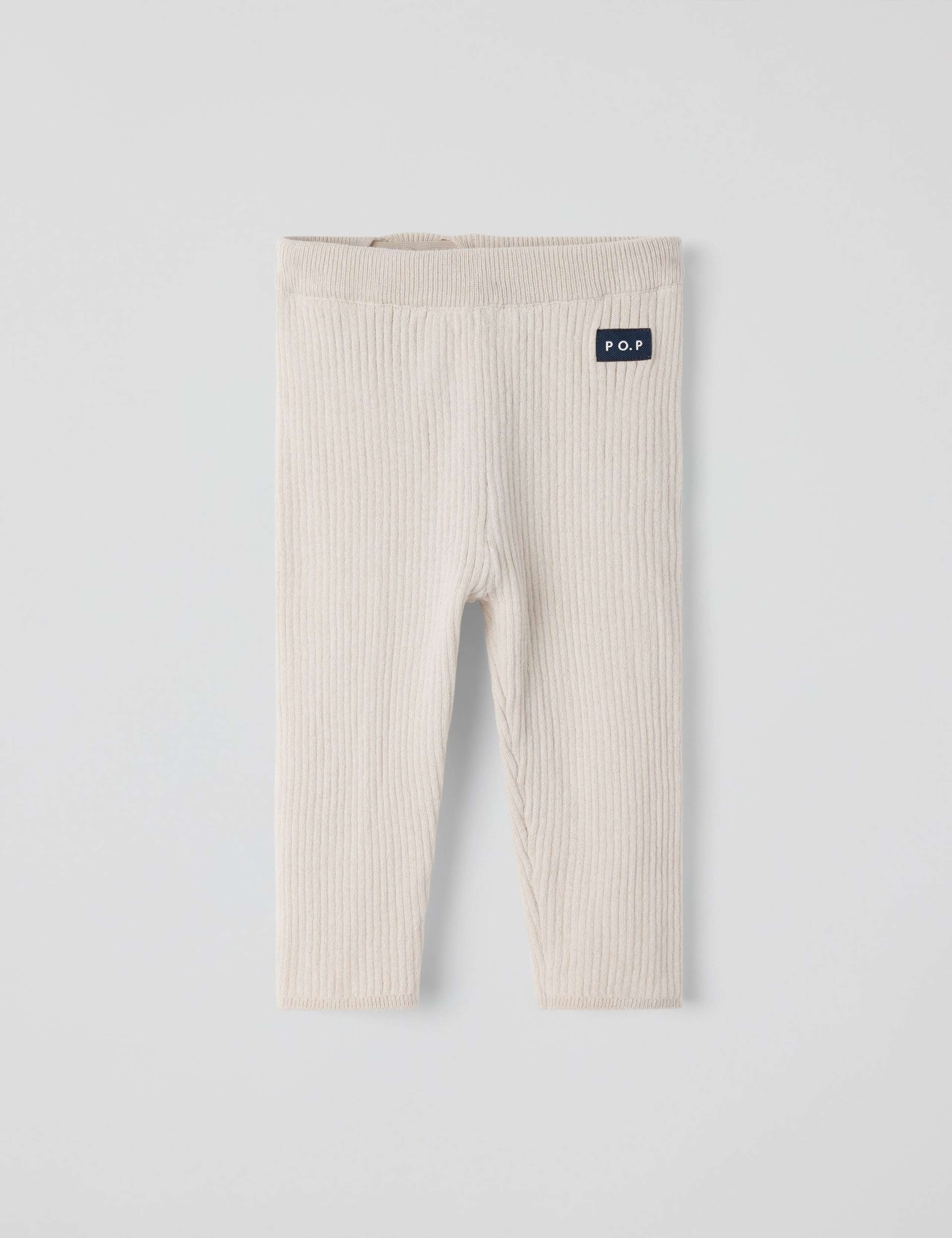 Pure Cotton Ribbed Knitted Trousers (1-24 Mths) 1 of 2