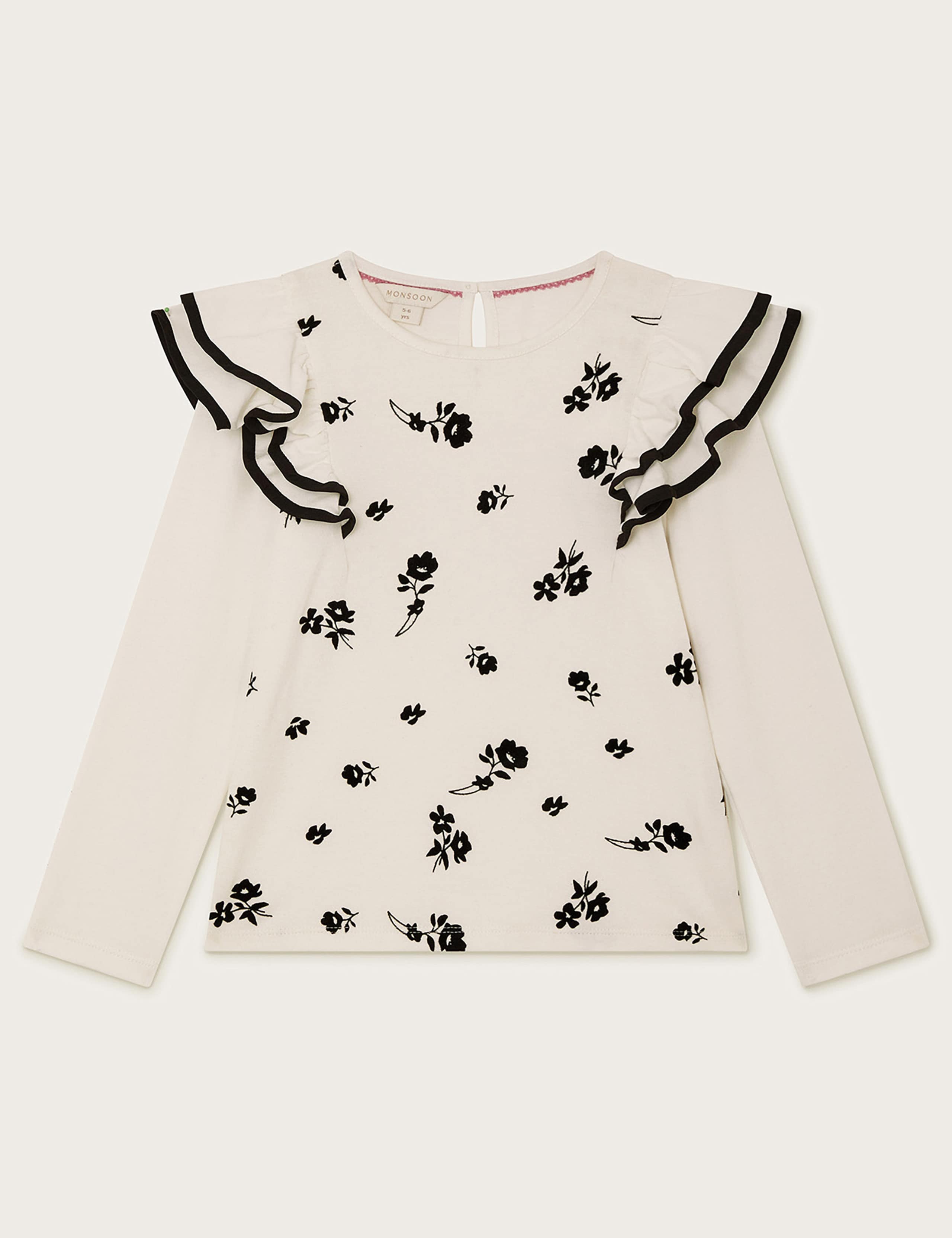 Pure Cotton Floral Flock Print Top (3-13 Yrs) 2 of 4