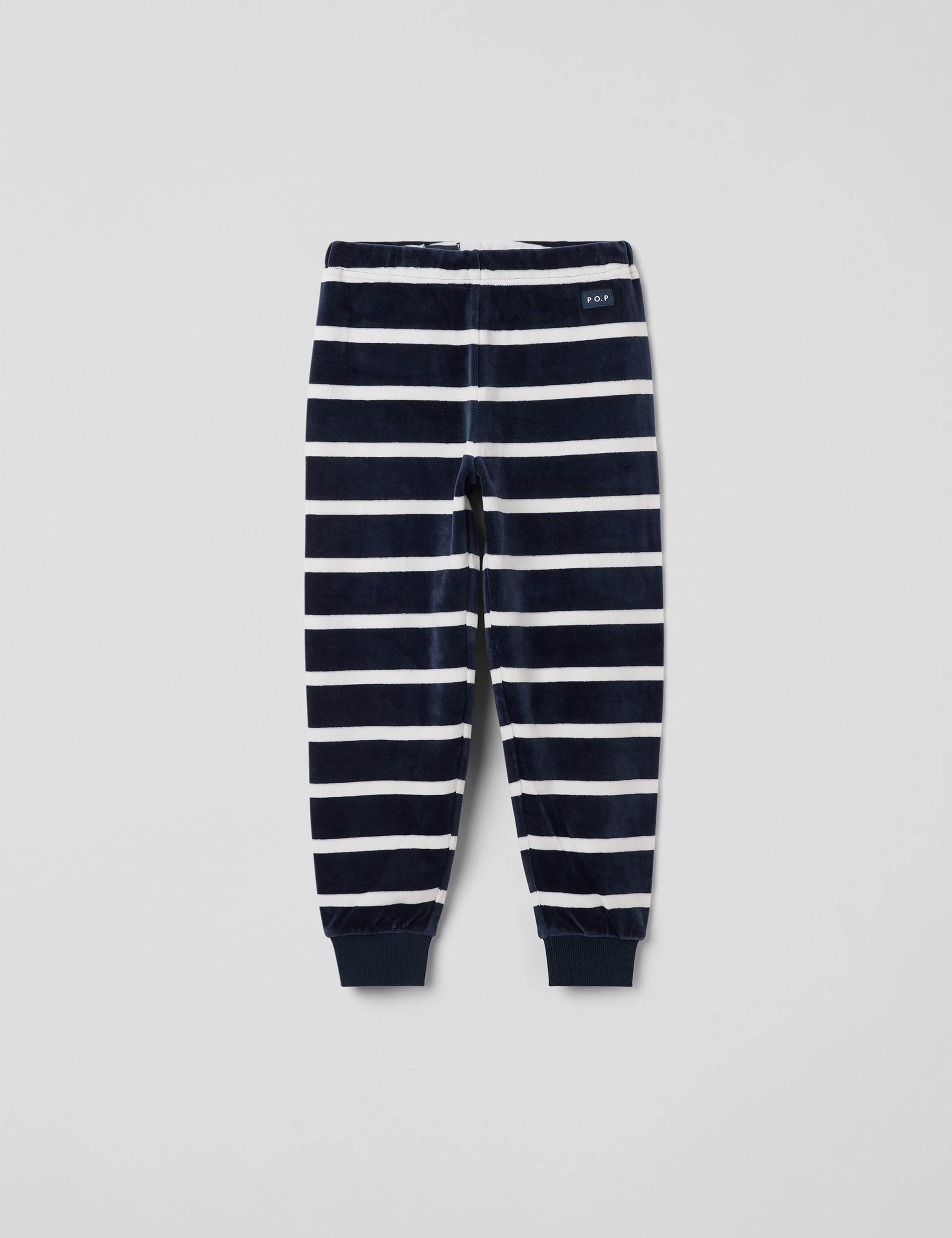 Cotton Rich Velour Striped Trousers (1-10 Yrs) 1 of 2