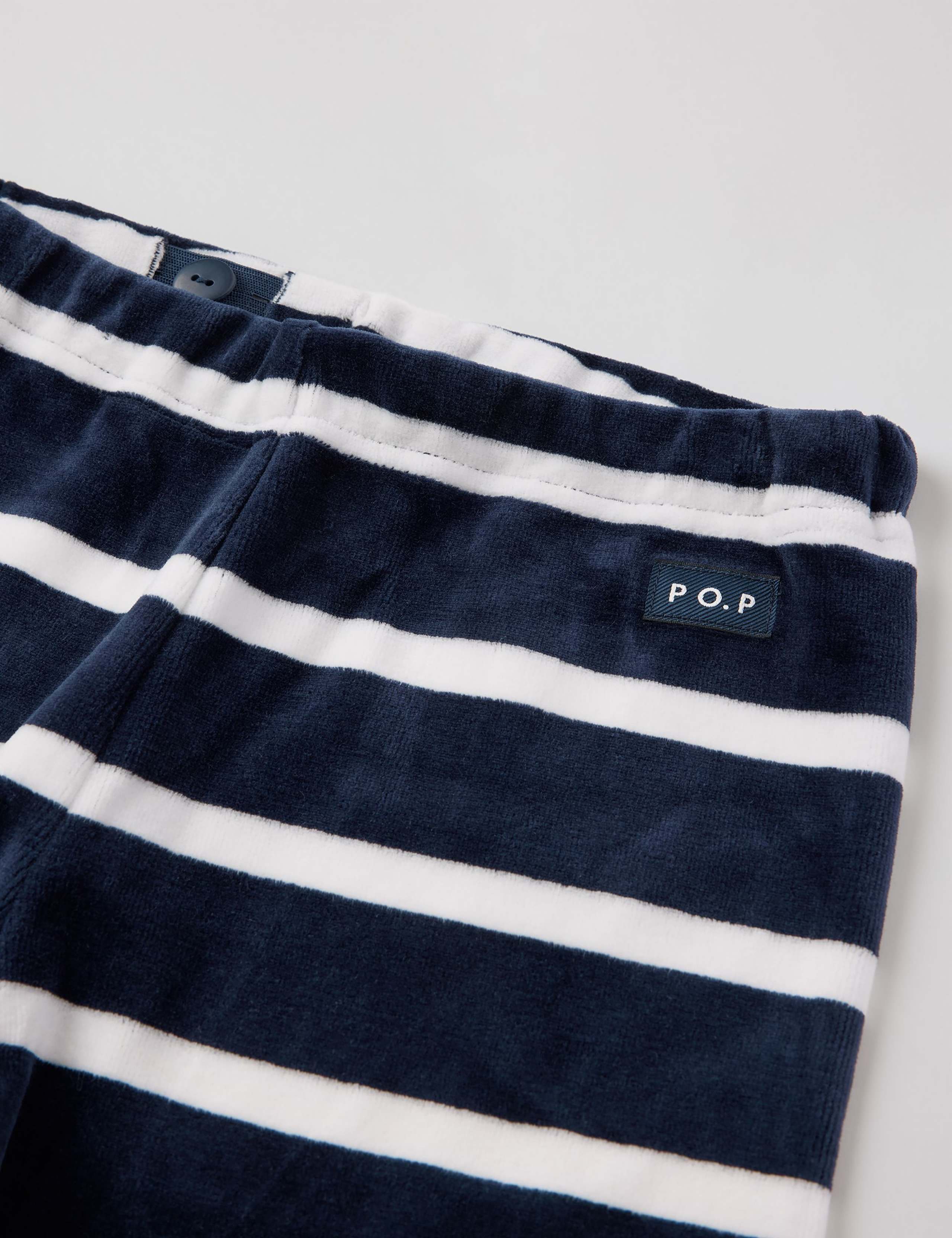 Cotton Rich Velour Striped Trousers (1-10 Yrs) 2 of 2