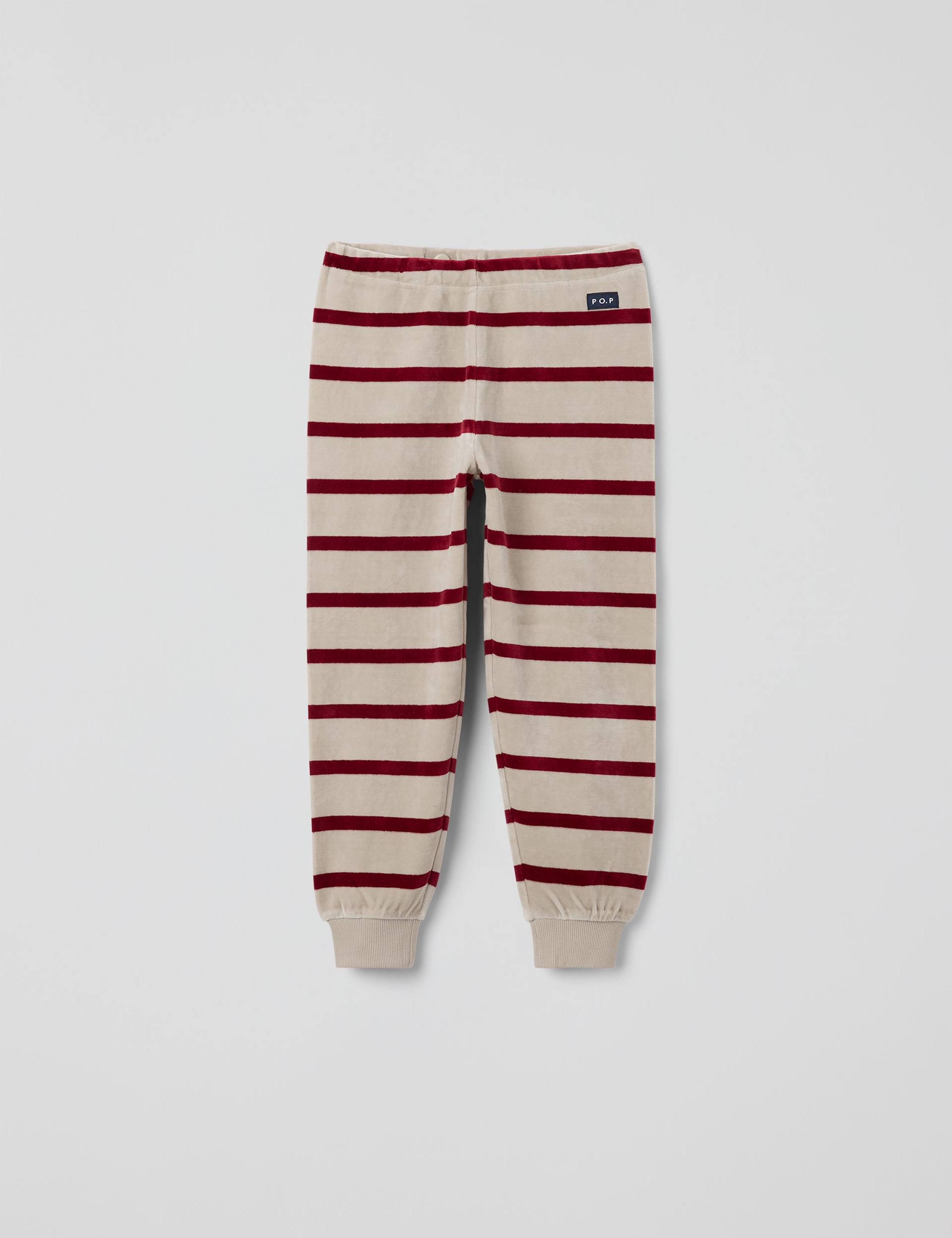 Cotton Rich Velour Striped Trousers (1-10 Yrs) 1 of 2
