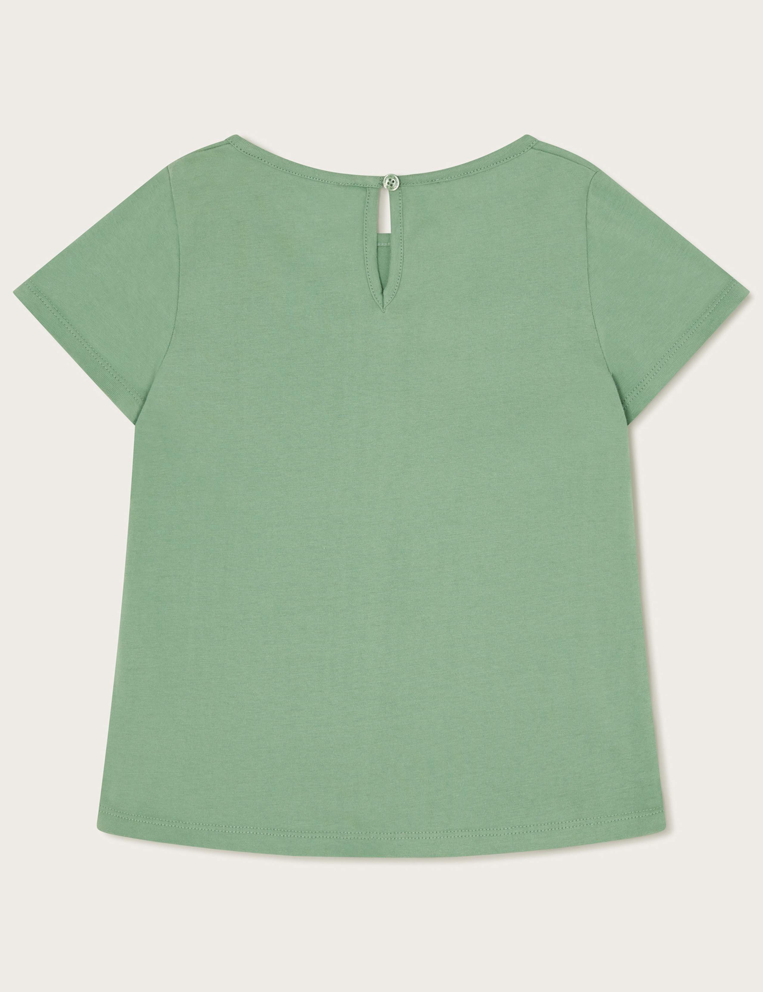 Pure Cotton Flower Embroidered T-Shirt (3-13 Yrs) 2 of 3