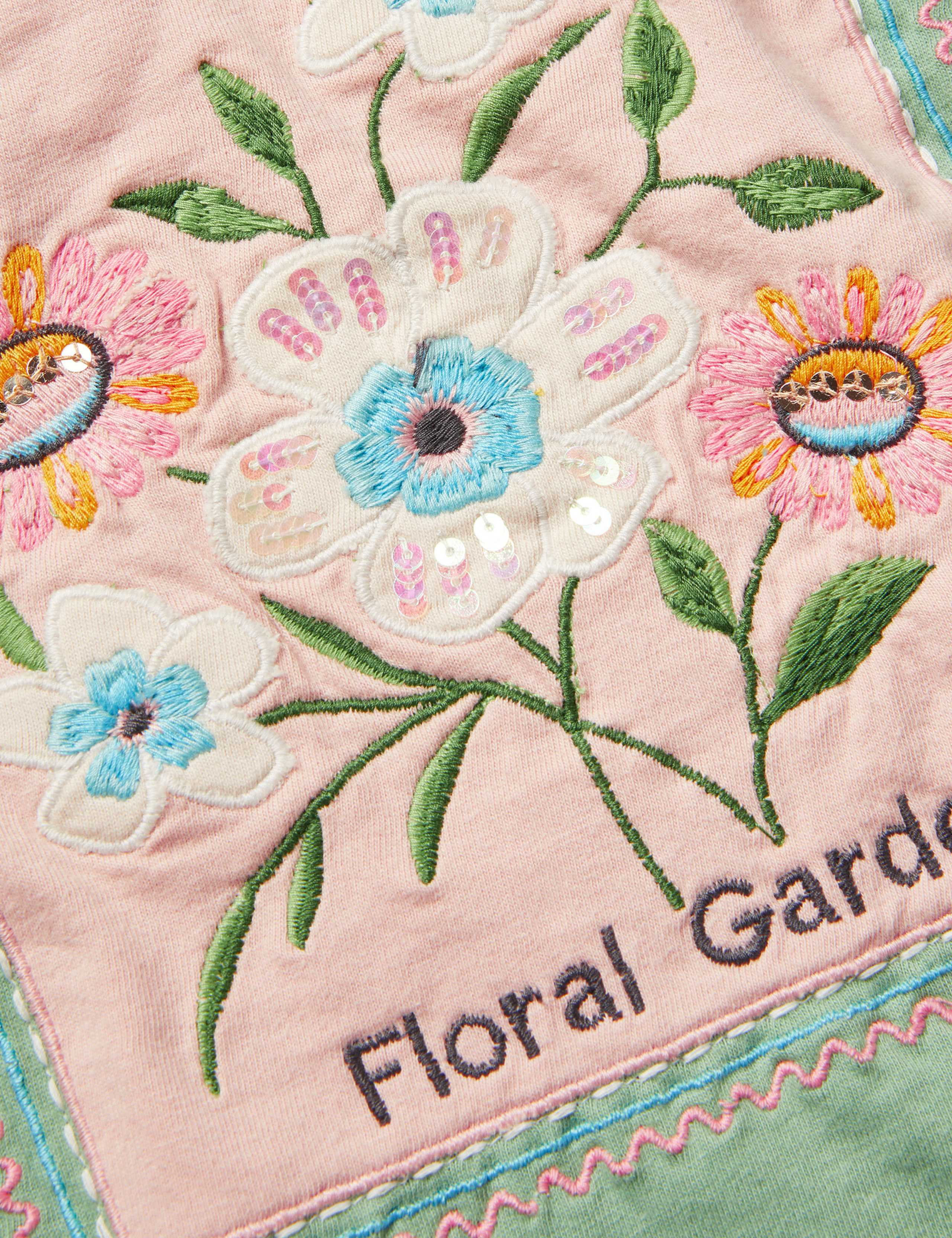 Pure Cotton Flower Embroidered T-Shirt (3-13 Yrs) 3 of 3